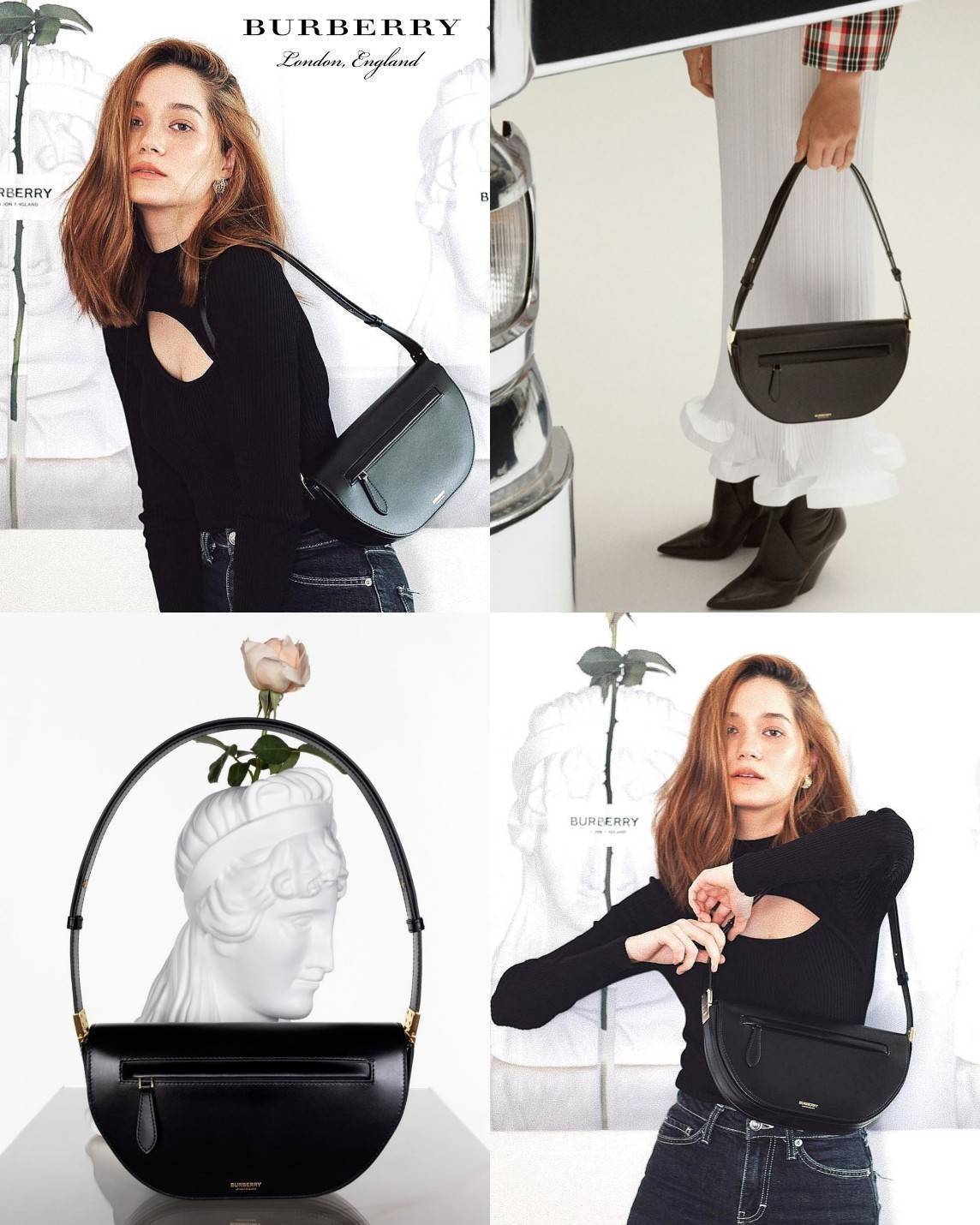 BURBERRY FRAGRANCES HALFMOON BAG VIP GIFT WITH PURCHASE (GWP) กระเป๋าสะพายพรีเมี่ยมกิ๊ฟ Limited Edition รุ่นใหม่จากน้ำหอม BURBERRY DUTY FREE วัสดุหนังแท้ CalfSkin ดีไซน์สวยหรูอยู่ทรงมีโลโก้แบรนด์และช่องซิปด้านหน้า ด้านหลังมีช่องใส่ของ เปิดปิดด้วยฝาปิดแม่เ