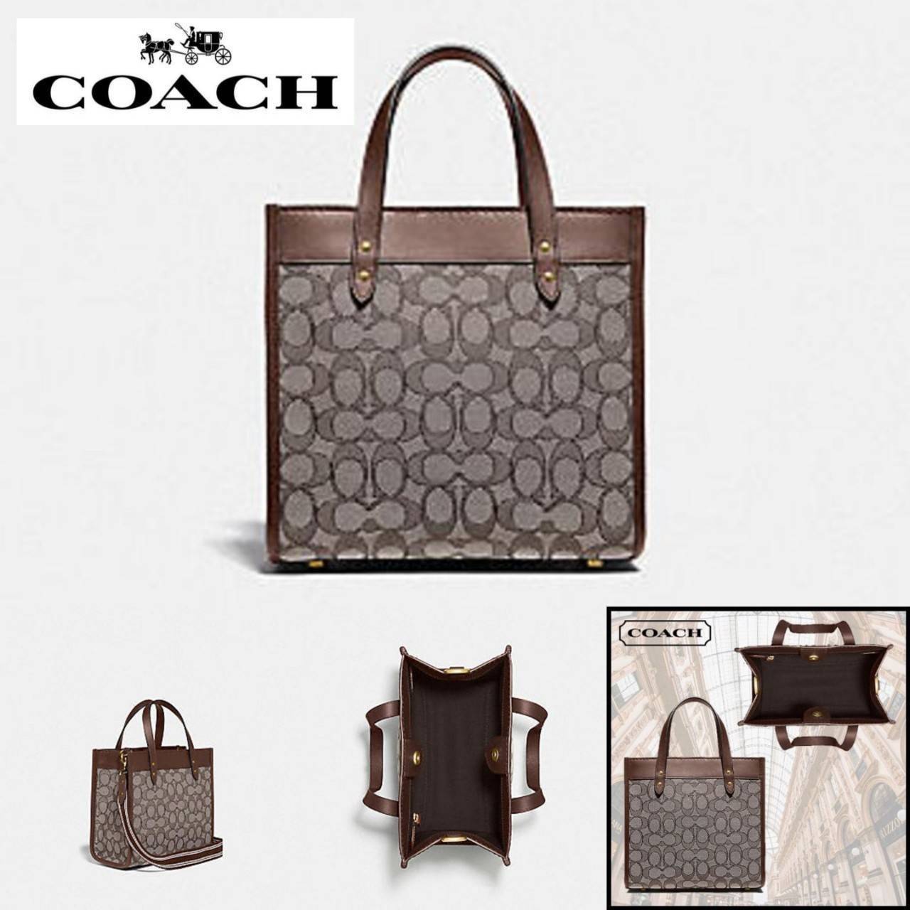 ใบนี้ ช่วยให้ชีวิตง่ายขึ้นเยอะเลย🌈🌺>>COACH FIELD TOTE 22 IN SIGNATURE JACQUARD(COACH C3865) 🍁กระเป๋าถือ สะพาย รุ่น Unisex ใช้ได้ทุกเพศวัย ขนาดเหมาะต่อการใช้งานในแต่ละวันมากๆ //วัสดุ jacquard ลาย signature ตกแต่งดีเทลด้วยหนังแ