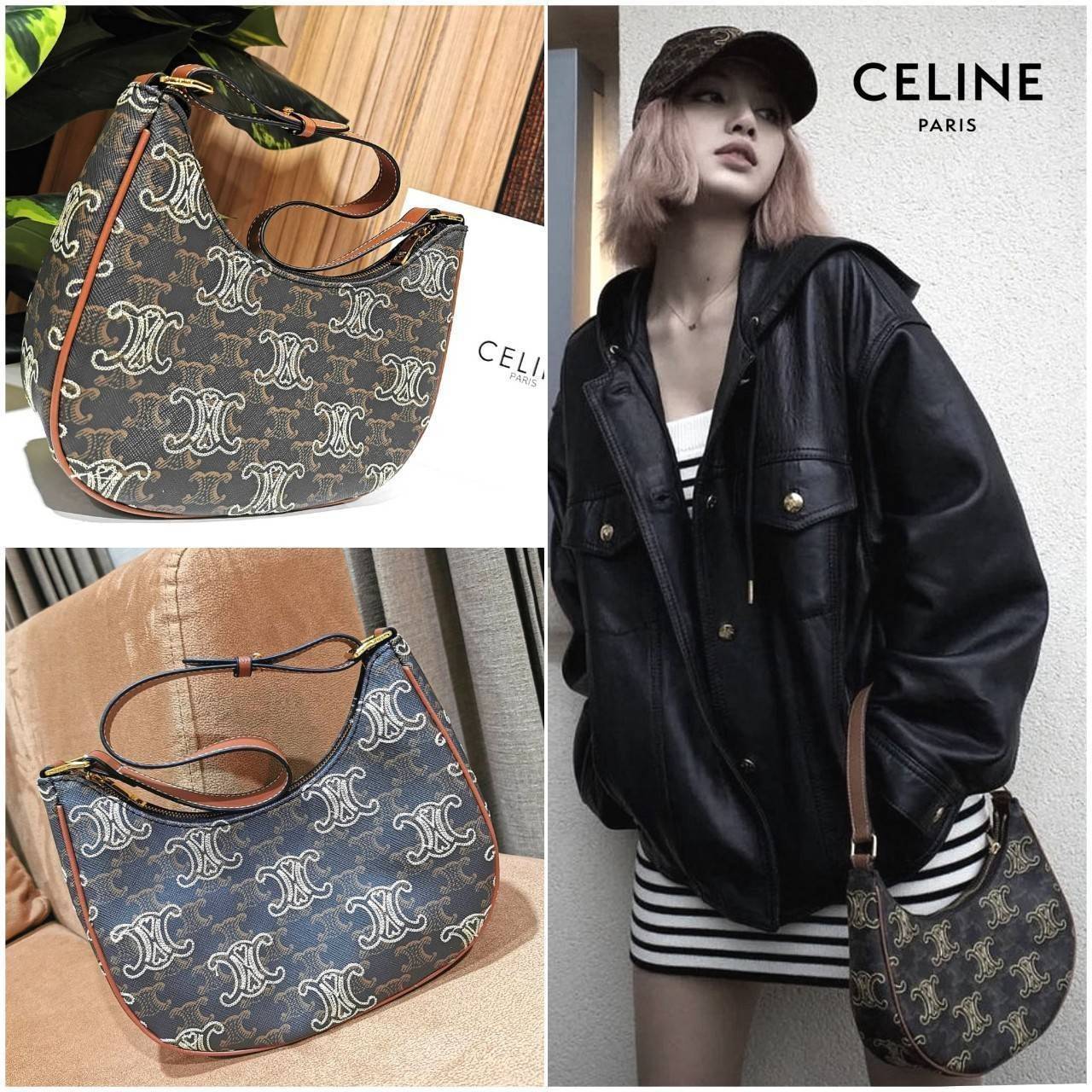 CELINE SHOULDER BAG VIP วัสดุ TRIOMPHE CANVAS ดีไซน์สวยหรูฮิตสุดในเกาหลี! หนังสวยอยู่ทรงกันน้ำ เปิดปิดด้วยซิปแบรนด์สีทอง ภายในโล่งกว้างและจุ สามารถใส่มือถือ กระเป๋าสตางค์ ของใช้ได้เยอะ สายสะพายหนังปรับได้อะไหล่ทองหรูมีโลโก้แบรนด์ ไอเท็มแนะนำพร้อมส่งที่ไทย