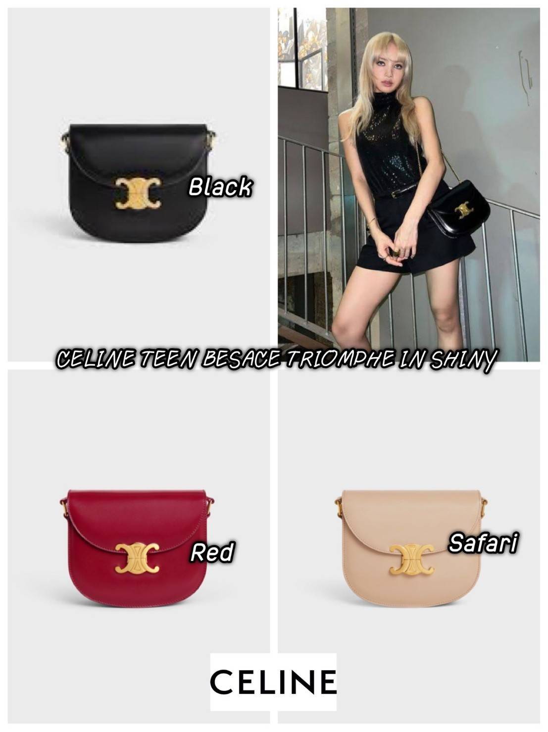 VIP 🥂 CELINE TEEN BESACE TRIOMPHE IN SHINY กระเป๋าสะพายคาดลำตัวรุ่นนี้นับว่าเป็นกระเป๋าอีกหนึ่งรุ่นในซีรีส์ Triomphe ที่ได้รับความนิยมอย่างมาก ด้วยรูปร่างทรงโค้งมนมีความคลาสสิกตามแบบฉบับของ Celine เพิ่มความหรูหราและโดดเด่นด้วยการตกแต่งด้วยโลโก้โลห