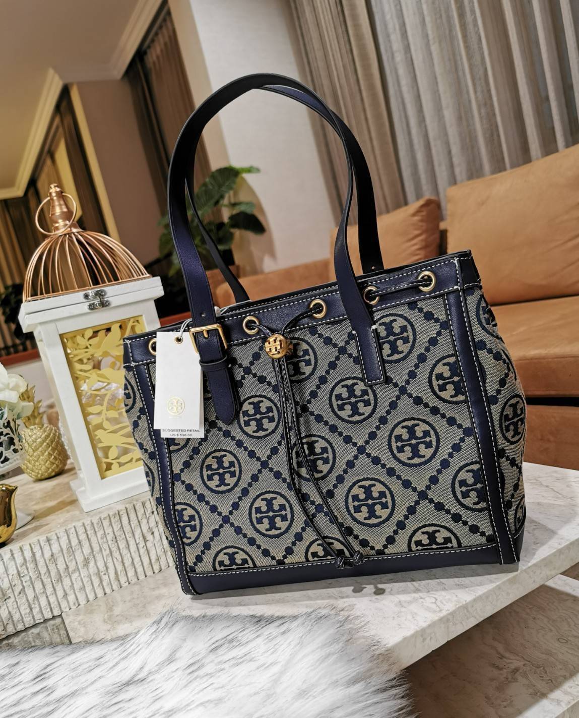 ของแท้ 💯% TORY BURCH FACTORY MONOGRAM JACQUARD TOTE BAG กระเป๋าถือหรือสะพายรุ่นล่าสุดดีไซน์ยอดนิยมจาก TORY BURCH FACTORY OUTLET