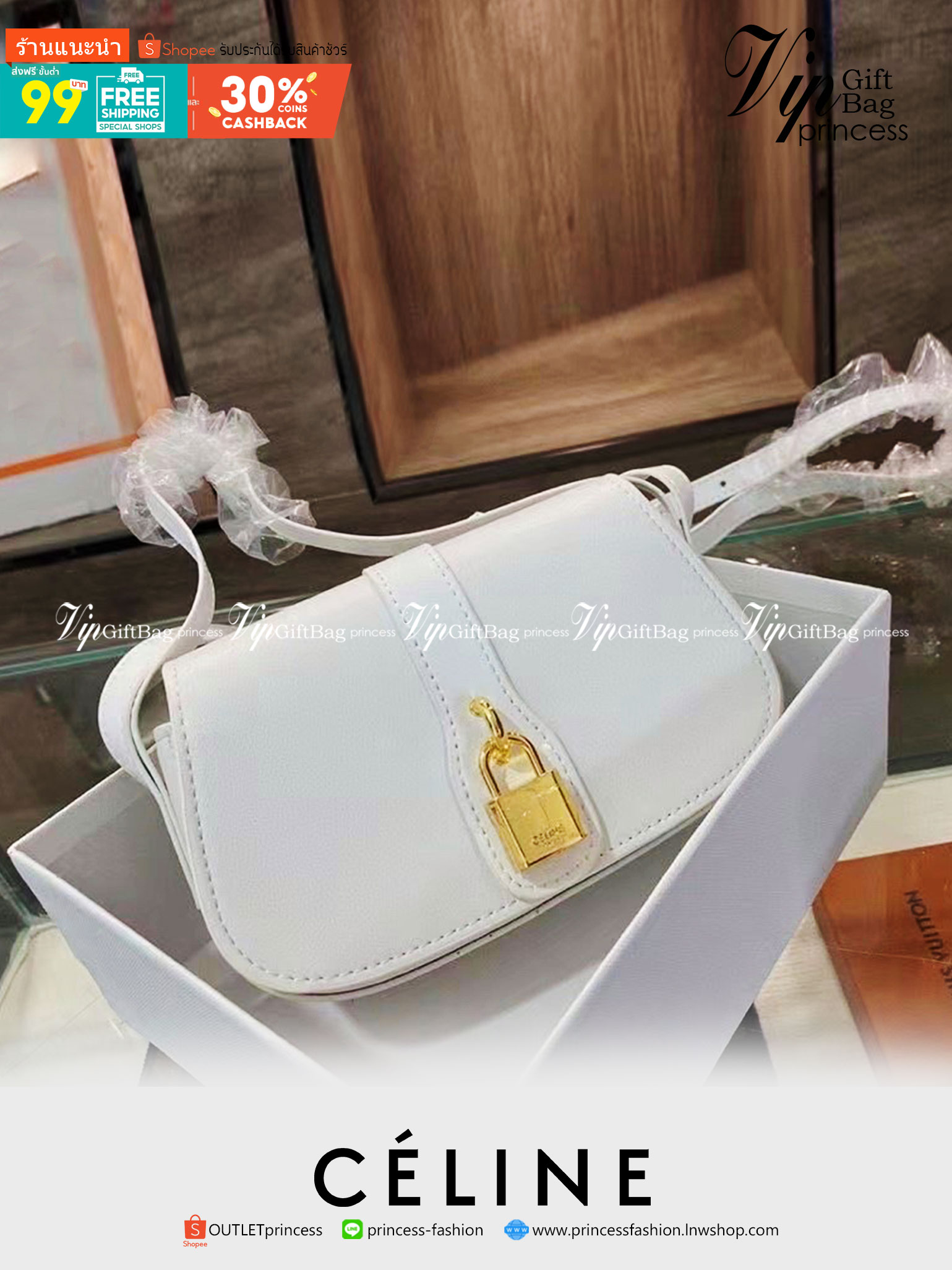 VIP 】CELINE TABOU CLUTCH BAG CELINE MINI CROSSBODY BAG (GWP) วัสดุ Triomphe Canvas หนังสวยอยู่ทรงกันน้ำได้ ขนาดกำลังน่ารัก การออกแบบที่เน้นความเรียบแต่หรู มาพร้อมสายสะพายสั้นและสายสะพายยาว สำหรับสะพายไหล่ สายปรับระดับสั้น-ยาวได้ (ถอดไม่ได้) โดดเด่นที่ด้าน