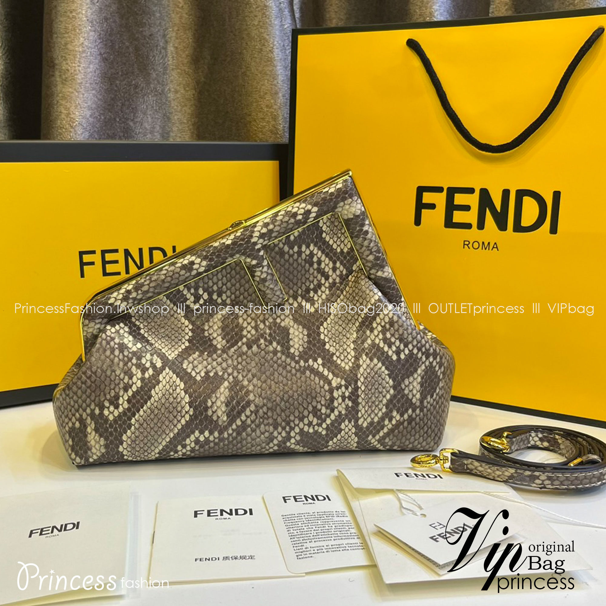 พร้อมส่ง 6 สี FENDI First Midi bag กระเป๋าทรงคลัชมาพร้อมสายสะพาย รูปลักษณ์สวยงามทันสมัย 🧡 เกรดออริจินอล 1:1 สลับแท้ ใช้งานต่างประเทศได้