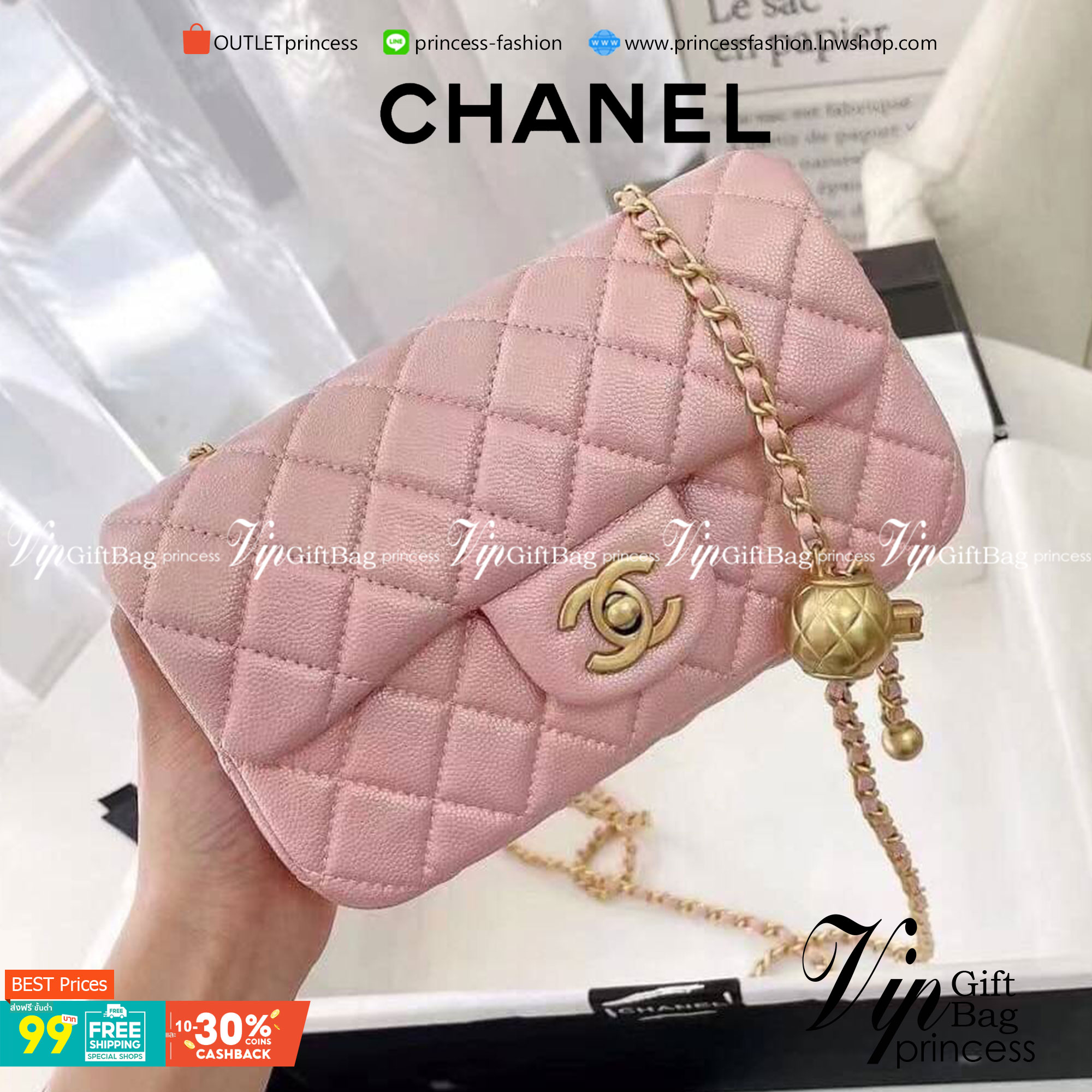 CHANEL MINI FLAP BAG CAVIAR Leather GOLD tone hardware พร้อมส่ง 5 สี