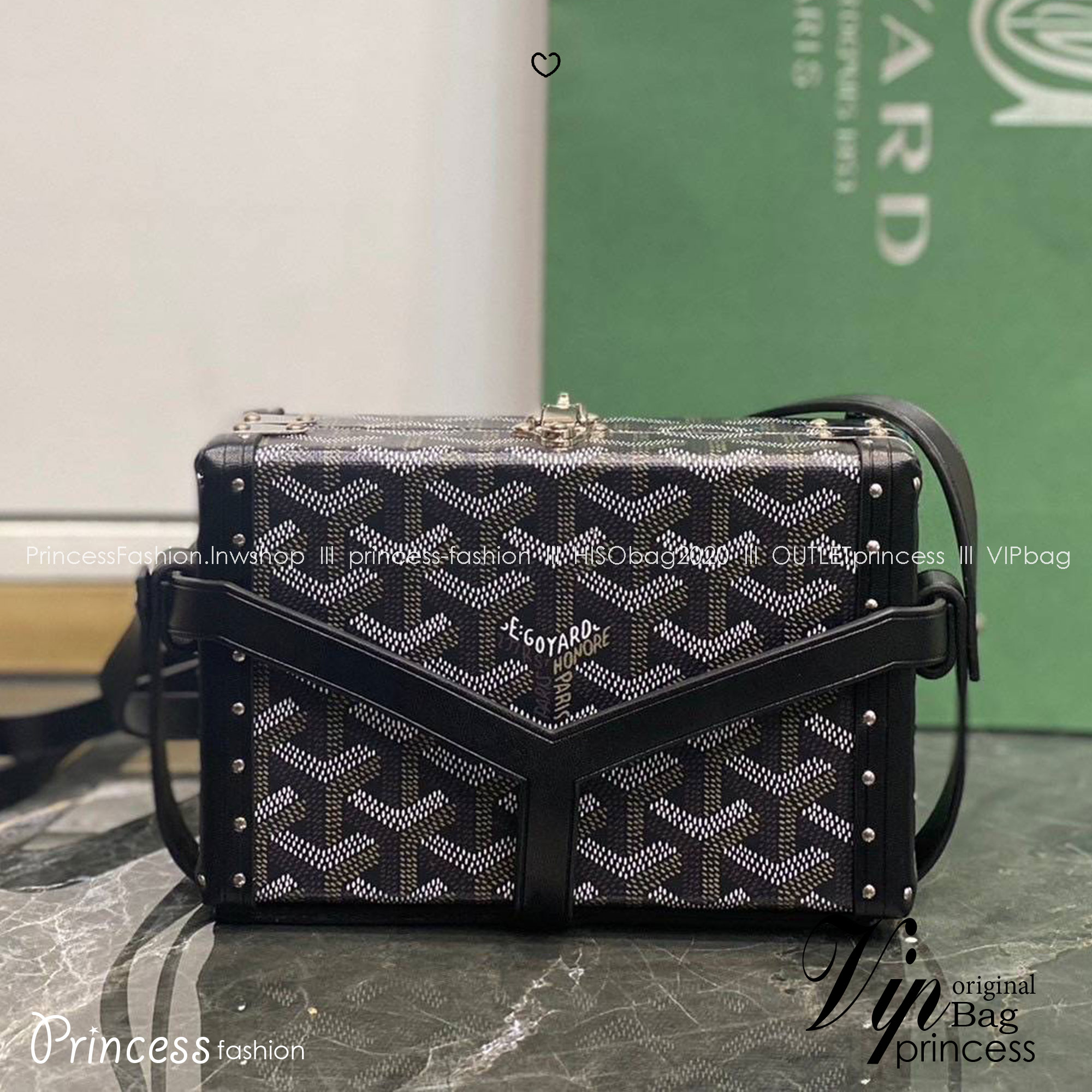 ORI หนังแท้ | Goyard Minaudière Trunk Bag กระเป๋าสะพายทรงแมสเซ็นเจอร์ เป็นคลัตช์ได้ในใบเดียว น้ำหนักเบา ทรงกล่องดีไซน์ใช้งานง่าย สวยหรู