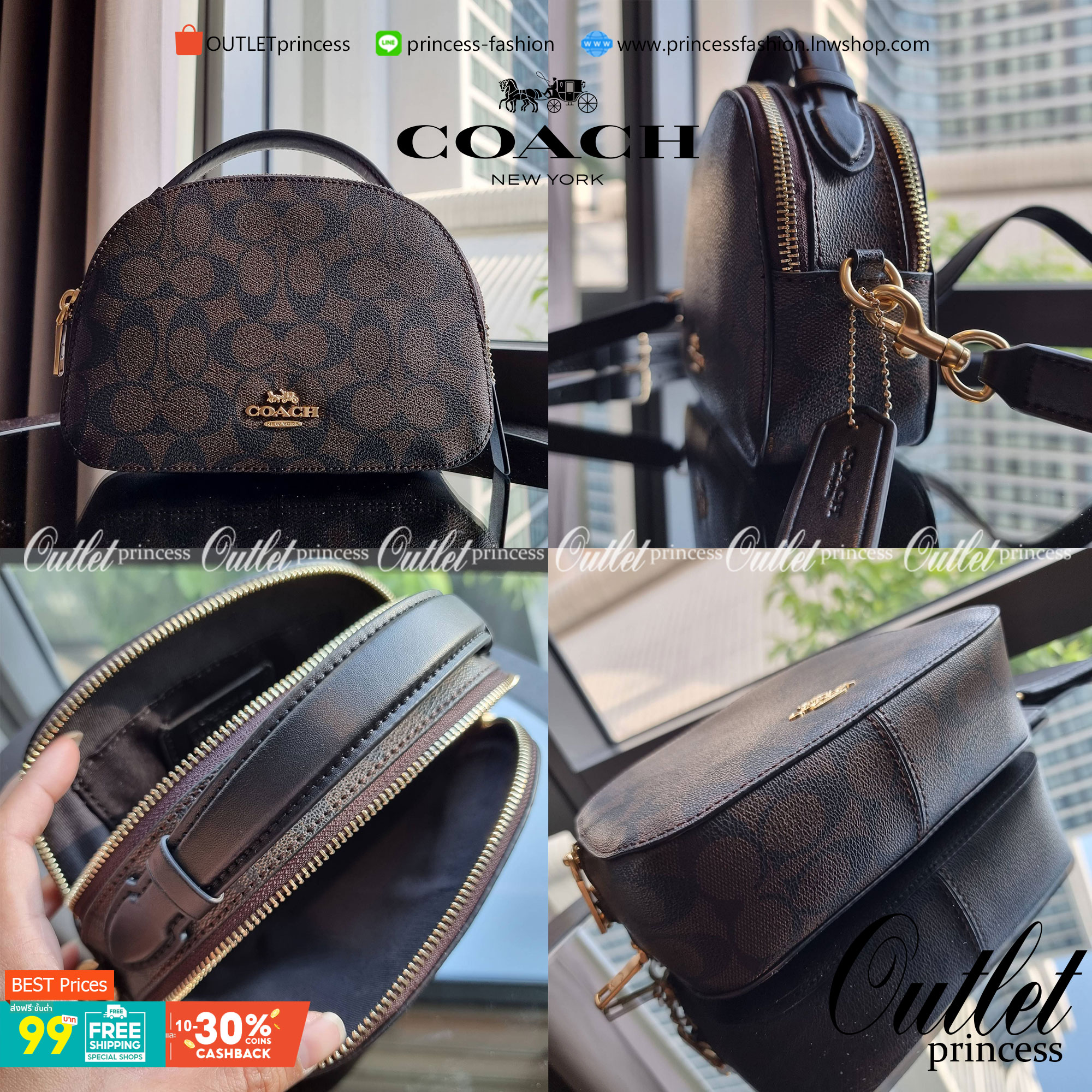 OUTLET 】COACH 1591 SERENA SATCHEL IN SIGNATURE CANVAS กระเป๋าสะพายคอลเลคชั่นยอดฮิต ดีไซน์ลุคผู้ดี ต้องยกให้น้องใบนี้เลย!! จัดสีขายดี สีลุคคุณหนูมาให้ สวยตาแตก!! วัสดุหนังแคนวาส เปิด-ปิดด้วยซิป 2 ช่องหลัก ภายในเป็นช่องโล่ง เก็บของได้แบบสบายๆ ใส่มือถือได้ทุ