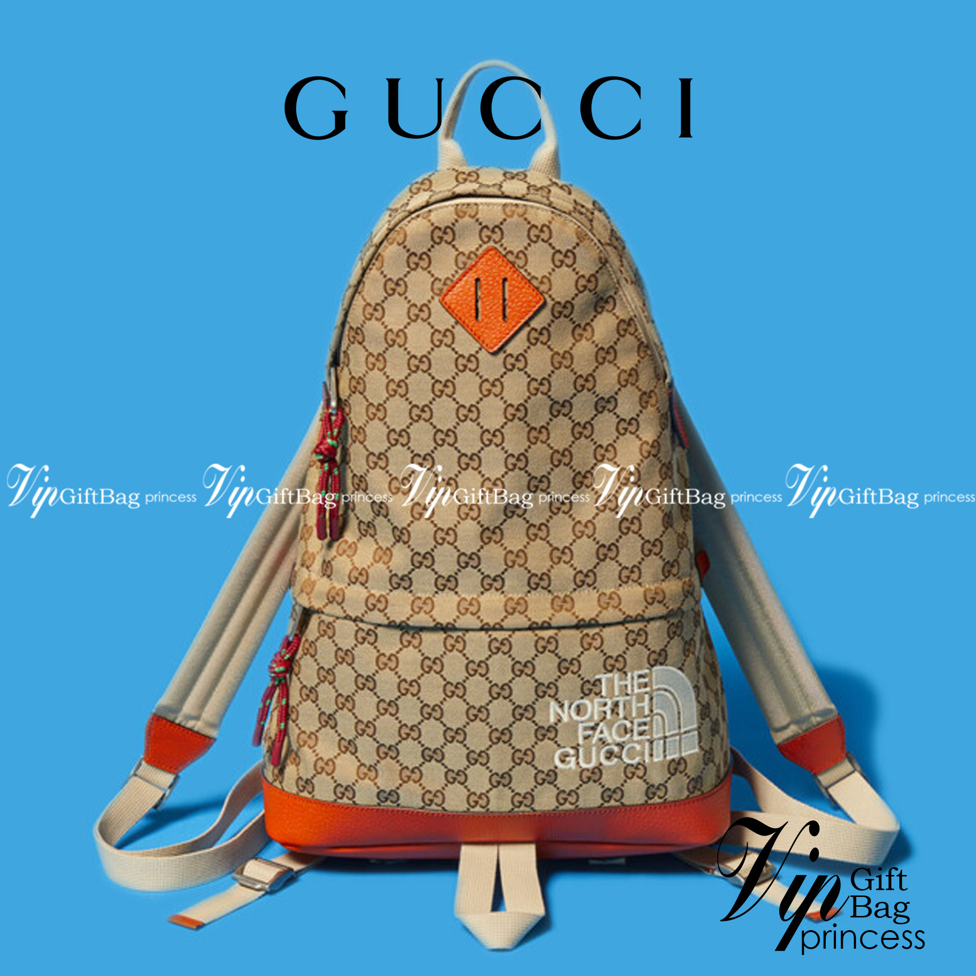 หนังแท้ The North Face x Gucci backpack พร้อมส่งที่ไทย