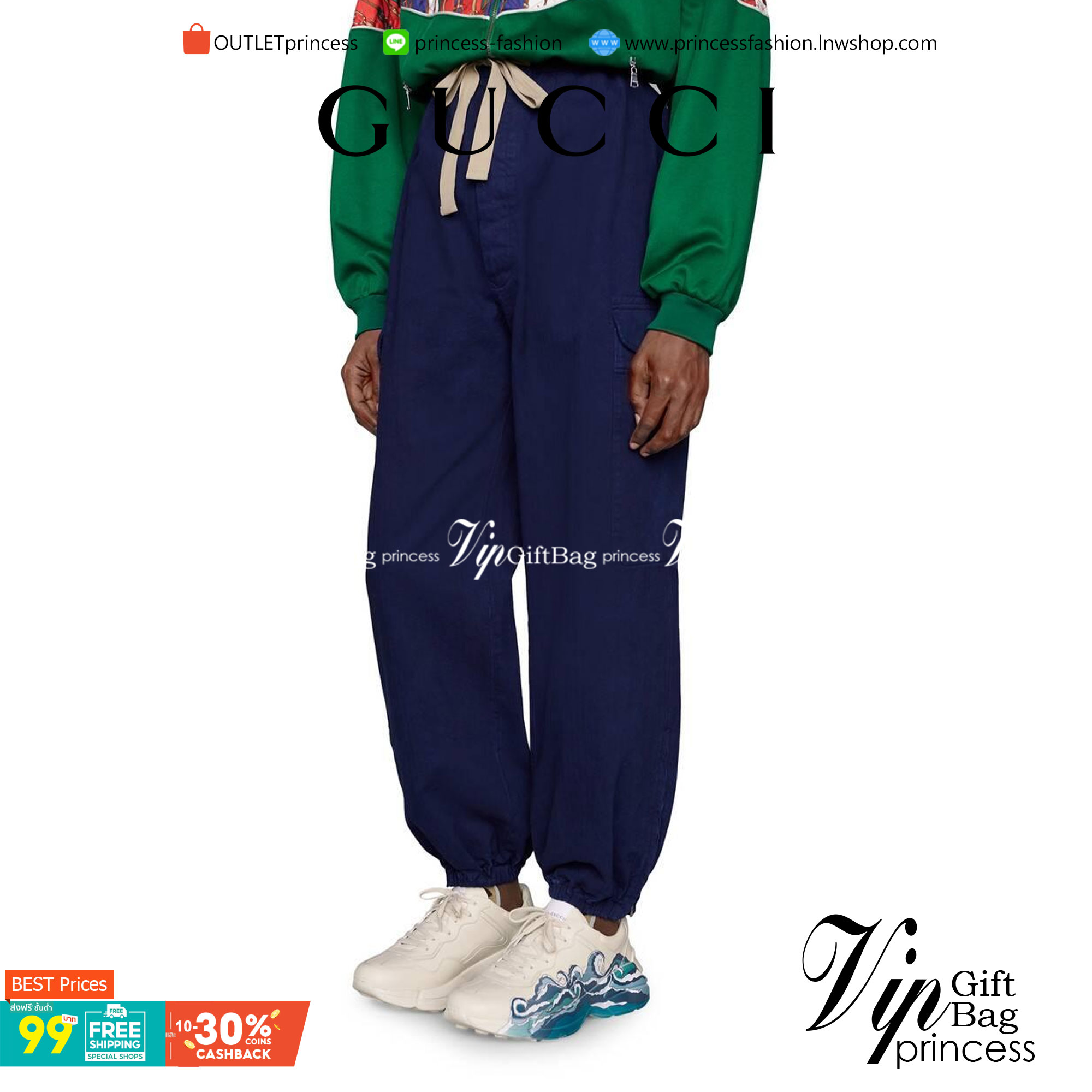 GUCCI Rhyton Wave Print Sneakers