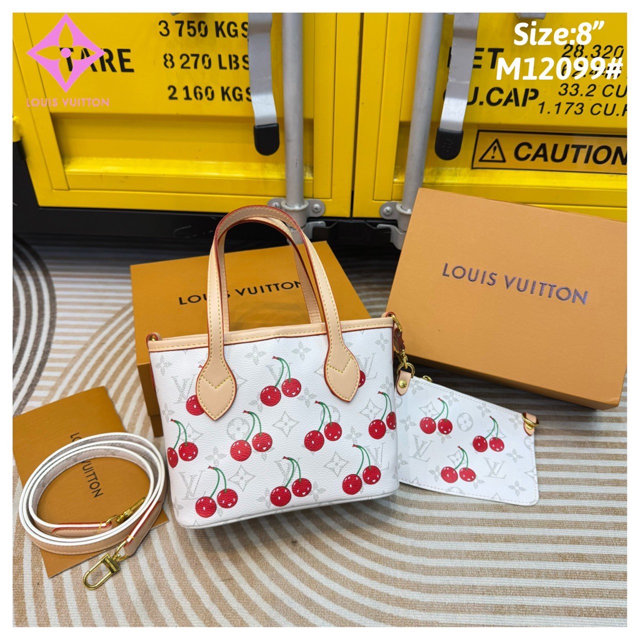 LV x TM - Neverfull Inside Out BB Bag Monogram cherry กระเป๋าสะพายทรงโท้ทใบเล็กน่ารัก กลับใช้งานได้ 2 ด้าน ดีไซน์ใหม่ล่าสุดก่อนใคร