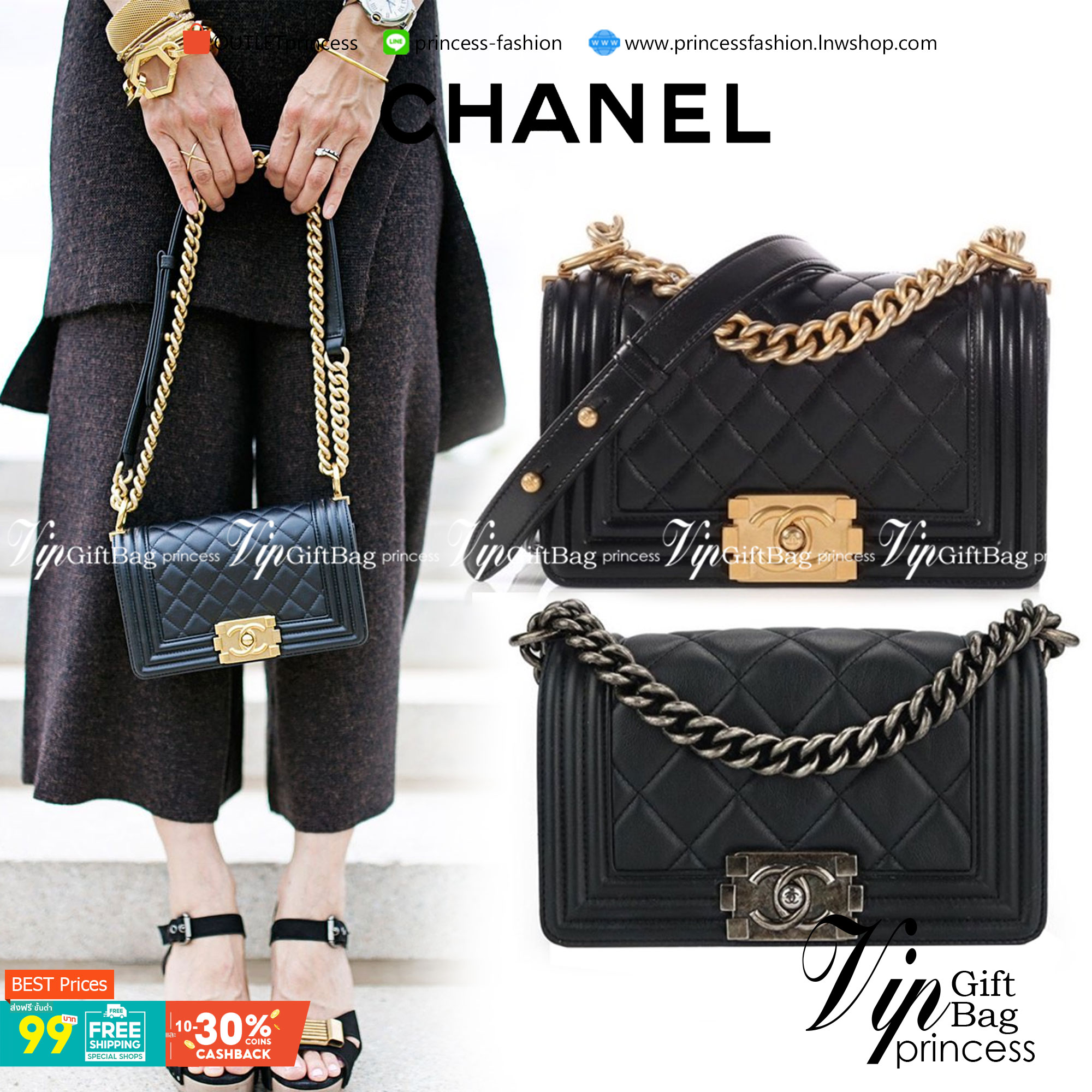 VIP 】หนังแท้ CHANEL BOY Mini Caviar Leather Silver/Gold กระเป๋าสะพายรุ่นยอดนิยมตลอดกาล หนังคาเวียร์อย่างดี อะไหล่เงินและทองรมควัน หรูหรามาก รุ่นนี้ไม่ต้องพูดเยอะ ขายดีตลอดปีเข้าเพิ่มไม่เคยพอเลยค่าา พร้อมส่งแล้ววน้าา สาวๆ จัดด่วนค่าา