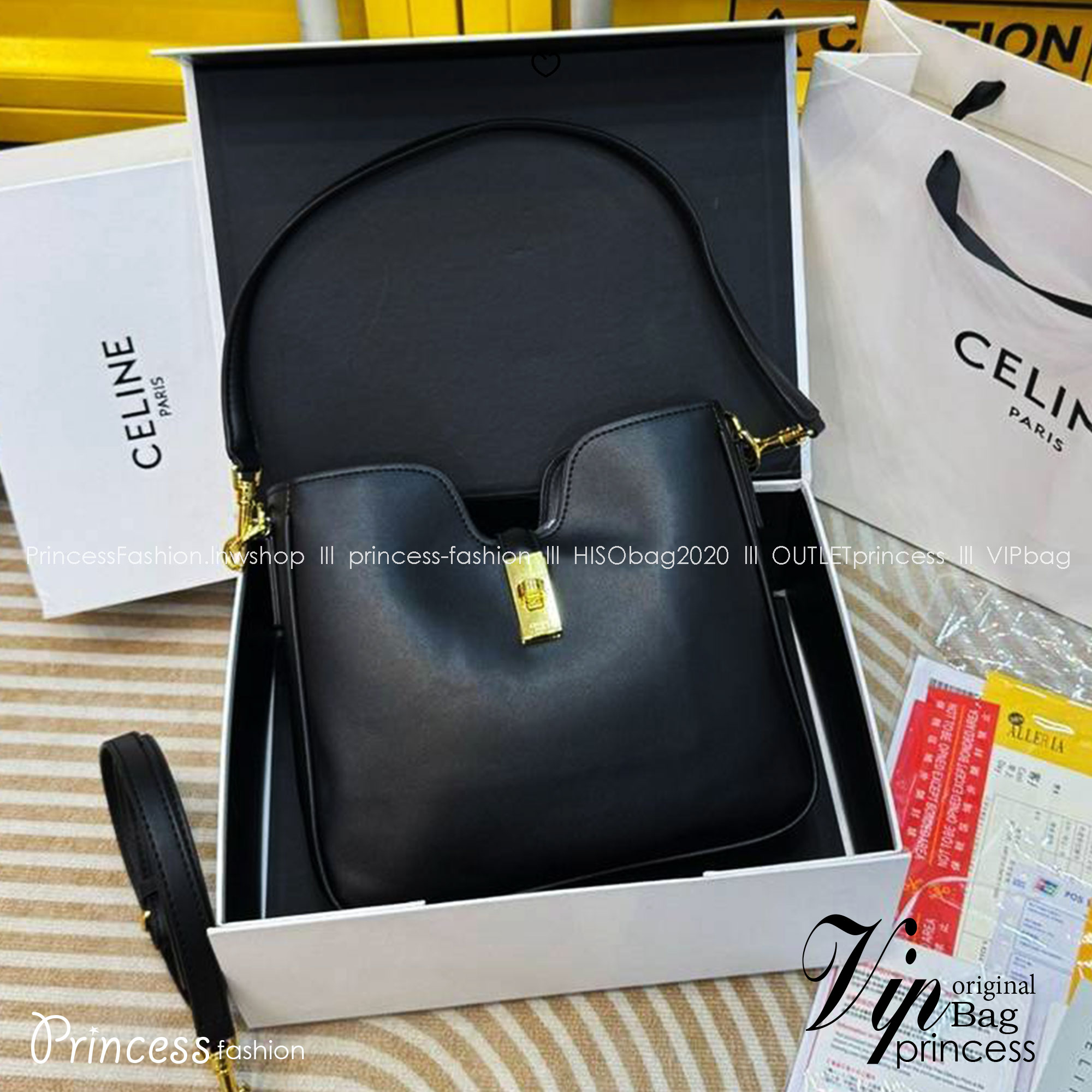 CELINE SMALL CAMILLE 16 SOFT BAG IN SMOOTH LEATHER กระเป๋าทรงโฮโบที่ตัวแม่ตัวมัมใช้กันเยอะสุดๆ ด้วยรูปทรงยอดนิยม สะดวกใช้ด้วยอะไหล่บิดล็อค สีทองสวยโดดเด่น