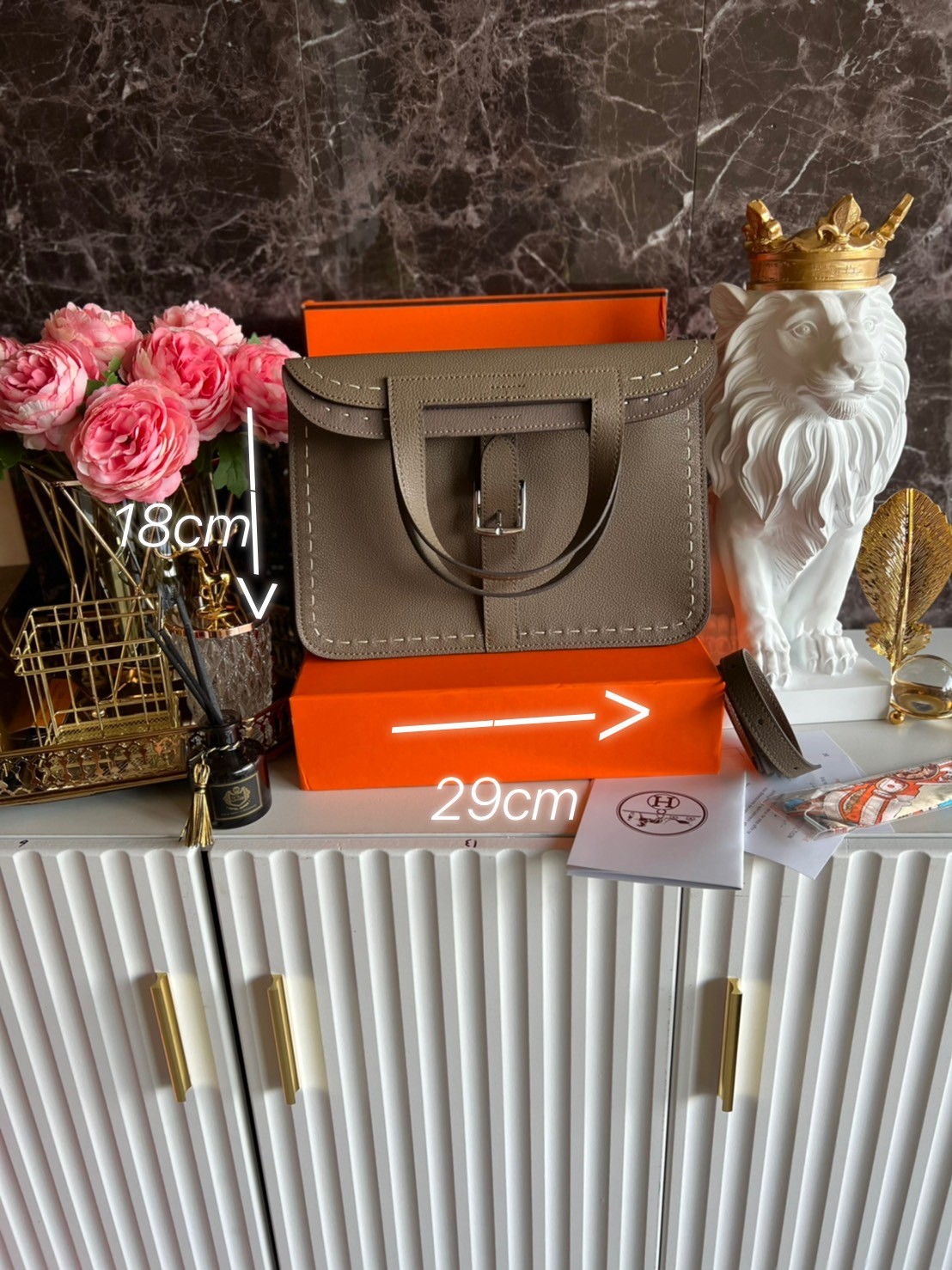 HERMES Halzan Bag Luxury Bag แบรนด์ดังงานหนังแท้สวย เกรดท็อปออริจินอล ภาพสินค้าถ่ายจากงานขายจริง
