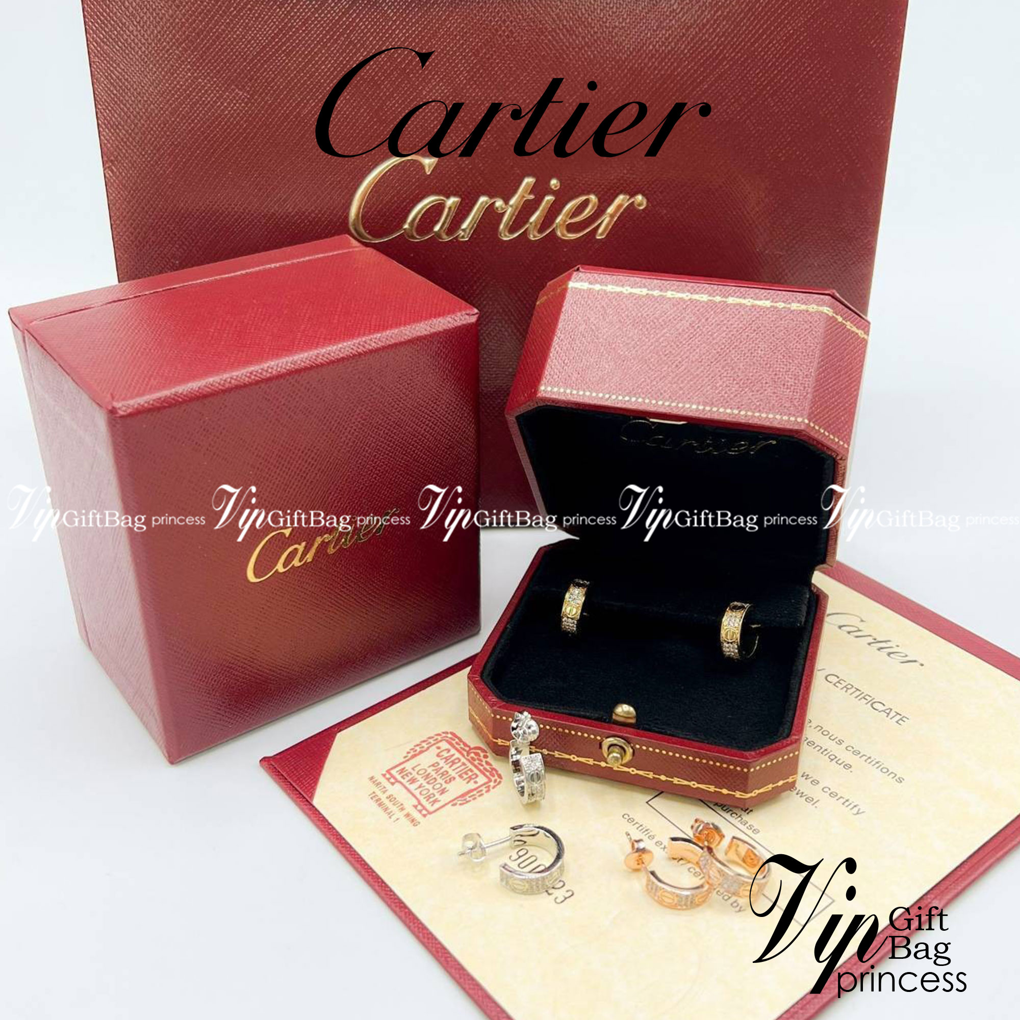 CARTIER LOVE EARRINGS ต่างหูคาเทียร์ งานดีสุดเกรดออริจินิล วัสดุคุณภาพดี ไม่ลอกไม่ดำ พร้อมกล่องหนาตามแบบปั้มลายแบรนด์ ภาพสินค้าถ่ายจากงานขายจริง ใช้งานต่างประเทศได้