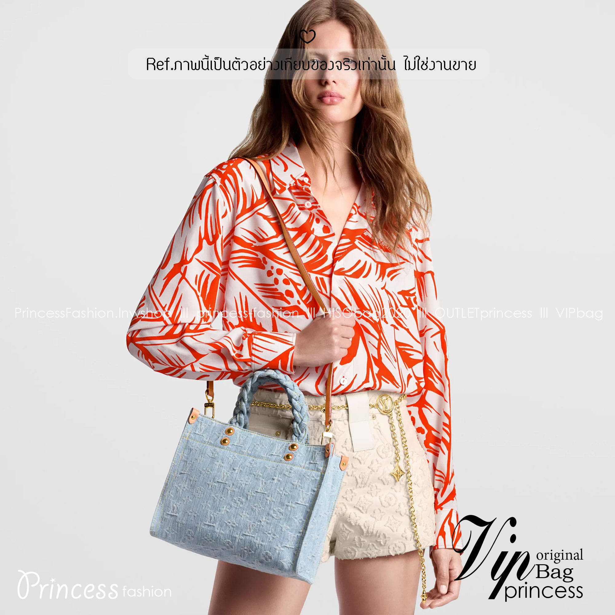 LV Let Go PM Denim Monogram กระเป๋าทรงโท้ทเดนิมสวยหรูคลาสสิค เพิ่มความโดดเด่นที่หูจับถักน่ารักลุคคุณหนูเท่ห์ๆ ไม่เหมือนใคร