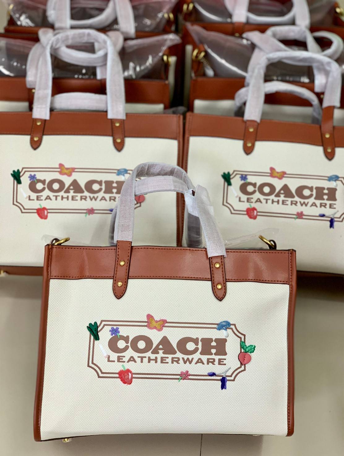 COACH Field Tote 30 in Canvas & Leather LIMITED EDITION COACH X HBC COLLECTION