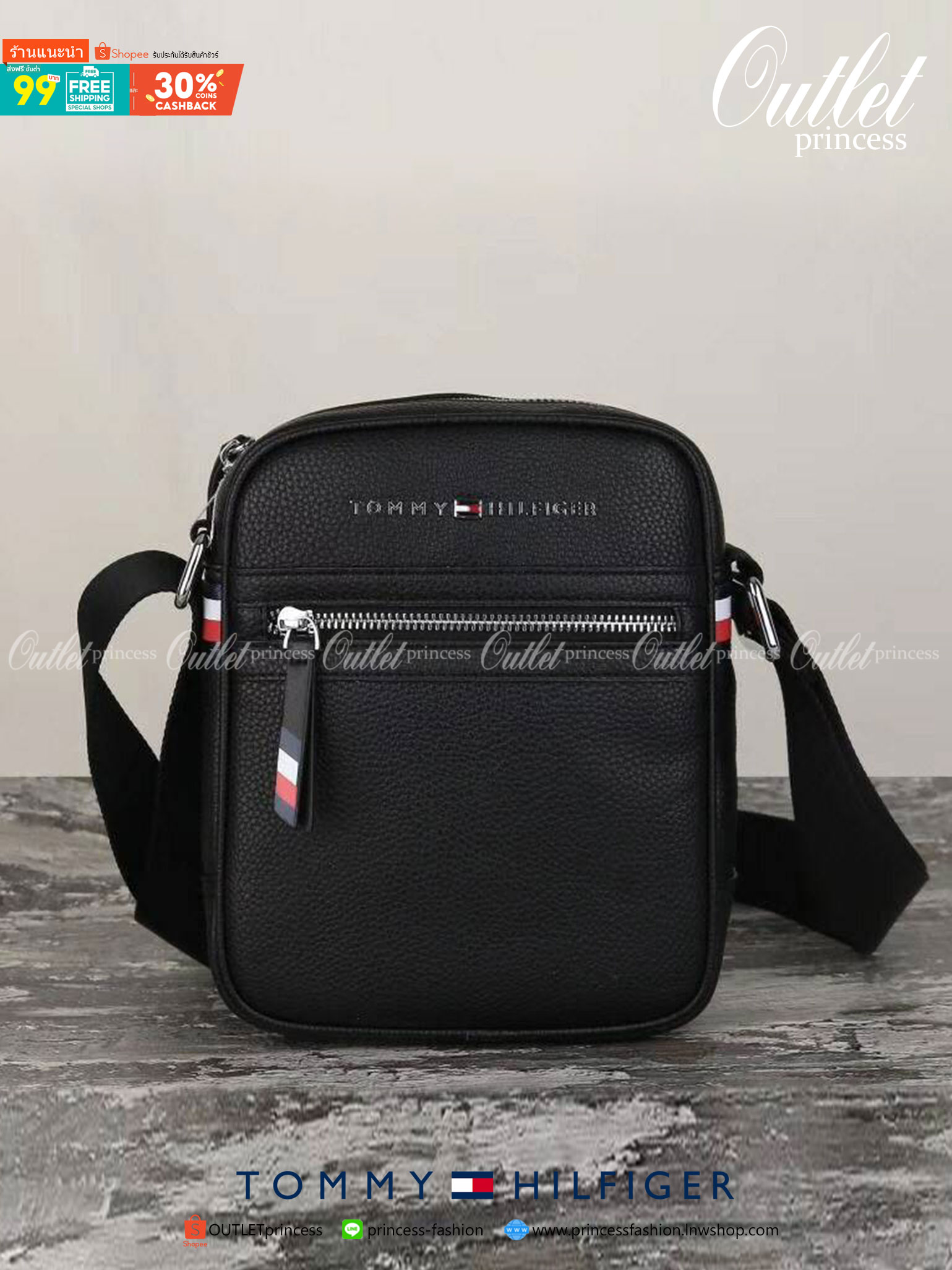 ของแท้ 💯% TOMMY HILFIGER Essential Mini Reporter กระเป๋าสะพายผู้ชายทรงคลาสสิก ขนาดกำลังดีน้ำหนักเบา หนังสวยทรงดีด้านหน้าประดับโลโก้แบรนด์