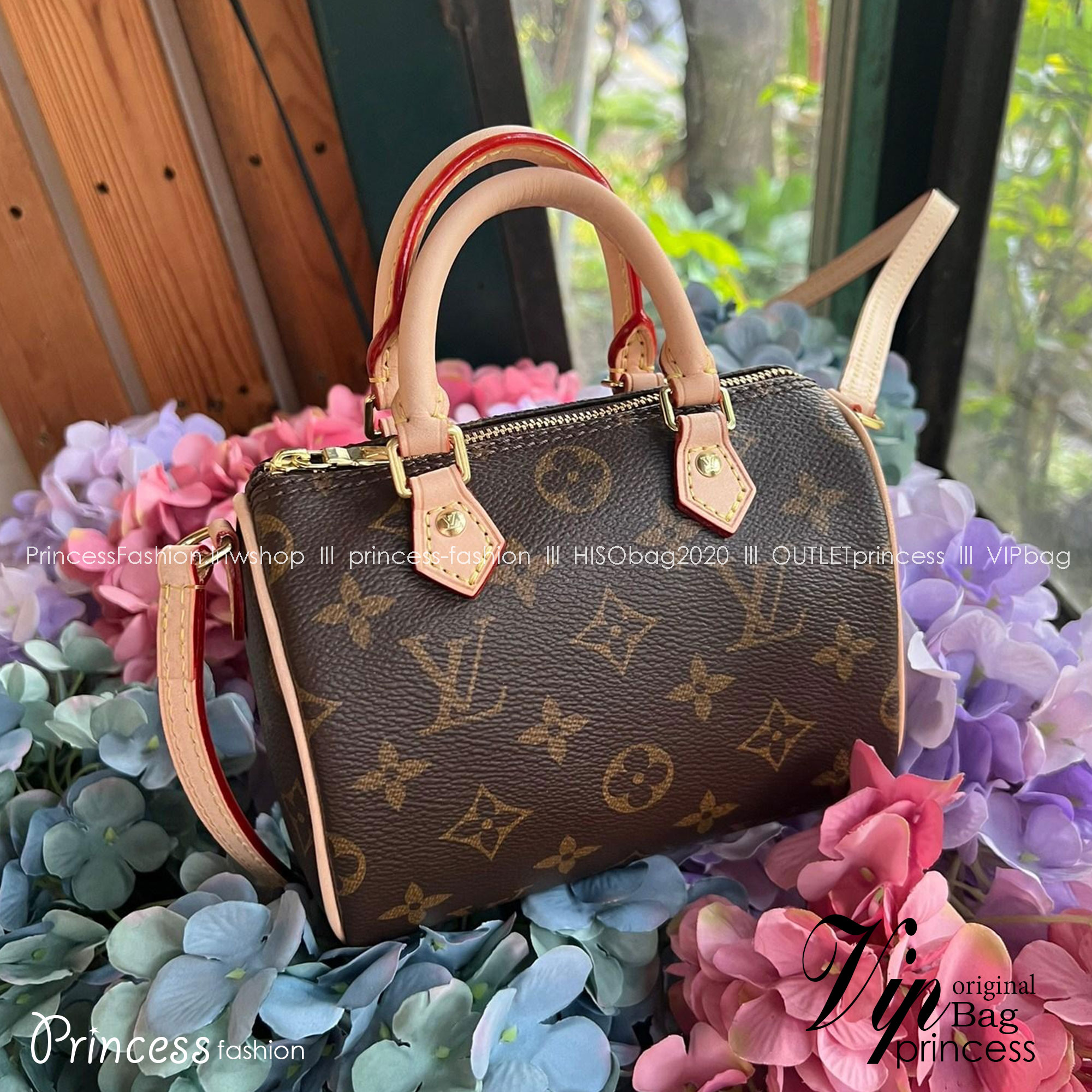 LV Nano Speedy Monogram / LV Bag เกรดออริพร้อมส่ง กระเป๋าสะพายข้างไซส์มินิ วัสดุหนังแคนวาส