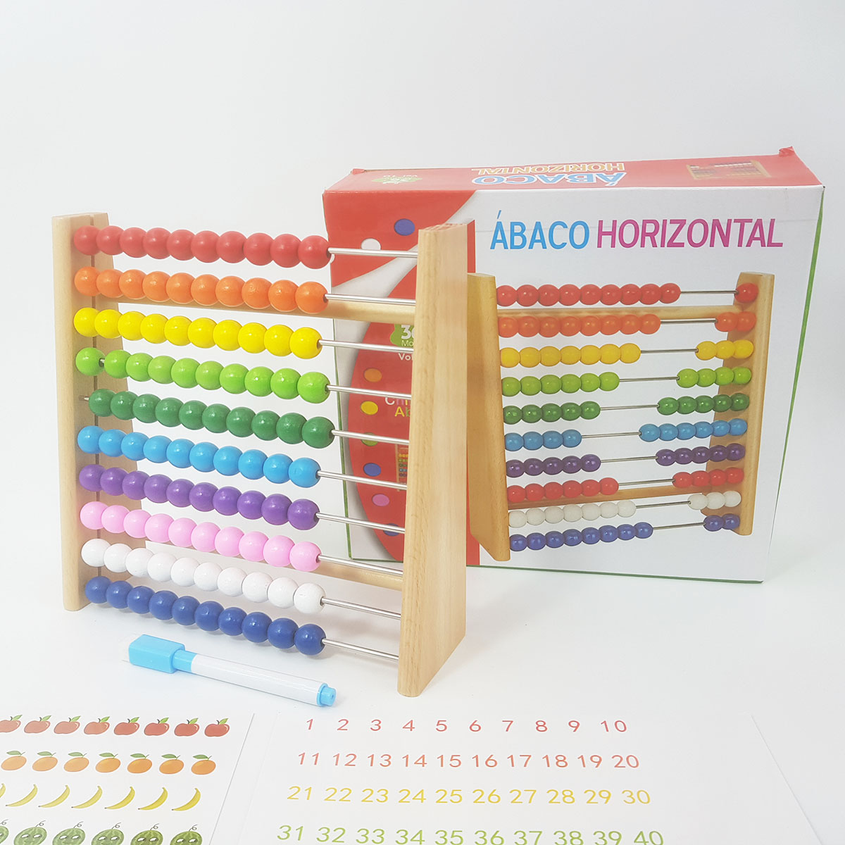 ลูกคิด10หลักแนวตั้งขาตั้งไม้