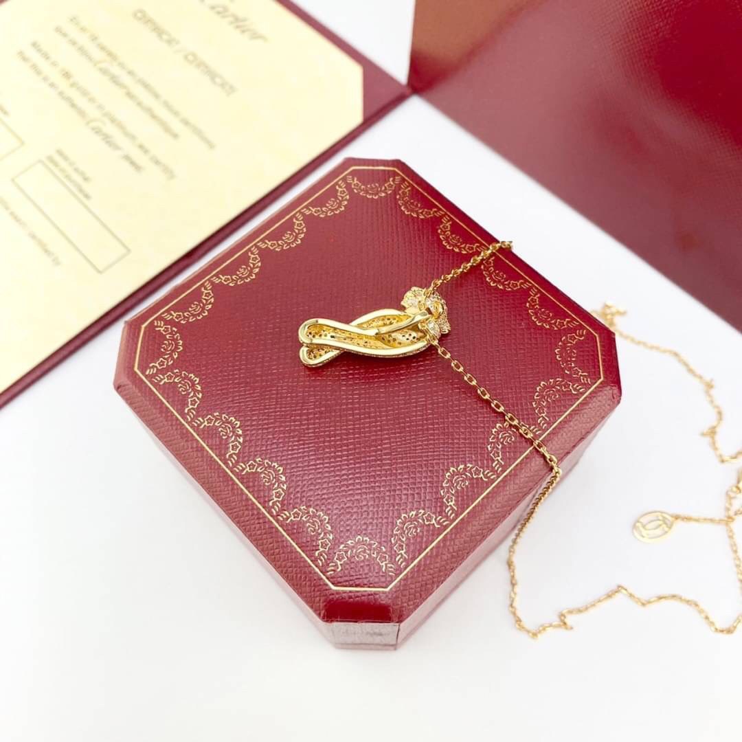 Cartier Necklace Panther De สร้อยคอคาเทียร์ ภาพถ่ายจากงานจริง งานปั้มวัสดุโลหะเคลือบขึ้นเงาตามรูป ใช้งานต่างประเทศได้