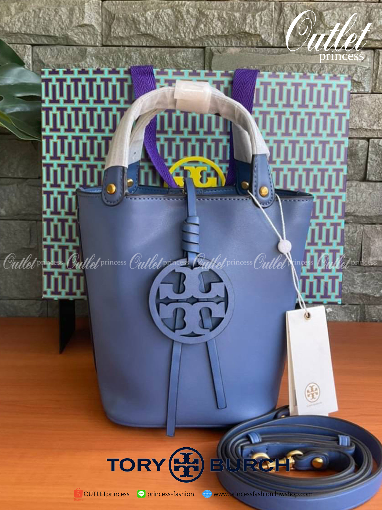TORY BURCH LEATHER BUCKET BAG MILLER MINI BAG รุ่น 55222 กระเป๋าสะพาย Crossbody ทรงถังสวยสุดฮิต เป็นรูปทรงใหม่
