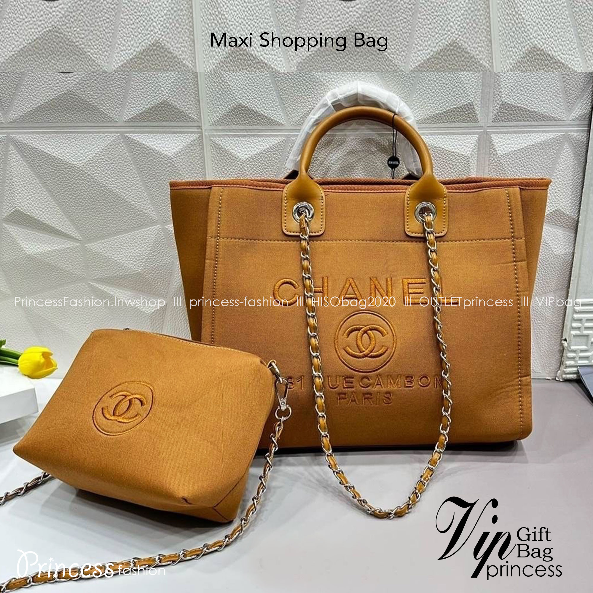 CHANEL Maxi Shopping Bag / Chanel tote bag 15" กระเป๋าทรงโท้ทใบใหญ่กระเป๋าผ้าแคนวาส งานสกรีนสวยหรูใบใหญ่สไตล์เซเลปค่ะ