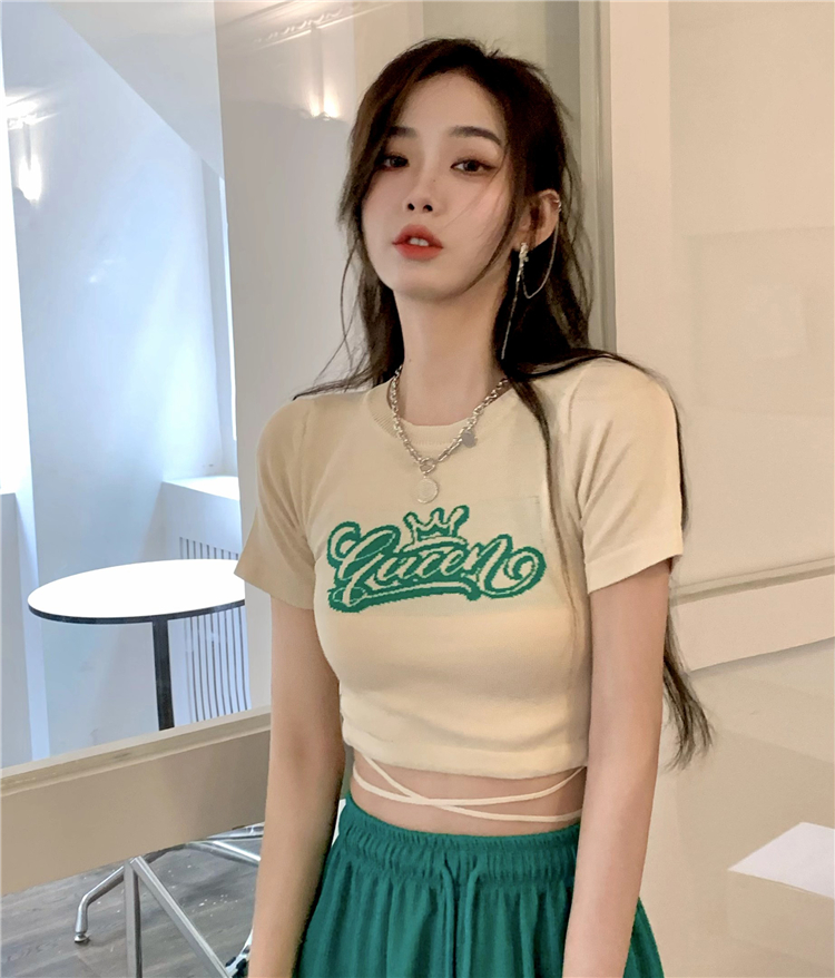พร้อมส่ง 🍅⛵️ Pastel mini crop เสื้อครอปมีสายไขว้เอว (IN38386)