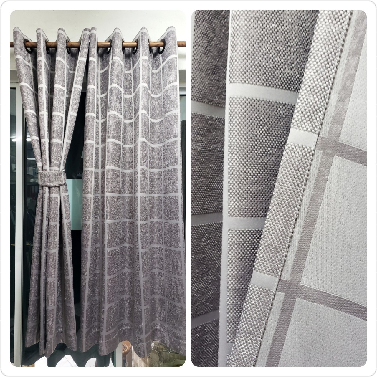 ผ้าม่านก.270*ส.230ซม./ผืน กันแสง 90%รุ่นสมาร์ท ดูเท่ๆๆ เก๋ๆๆสีเทาดำ