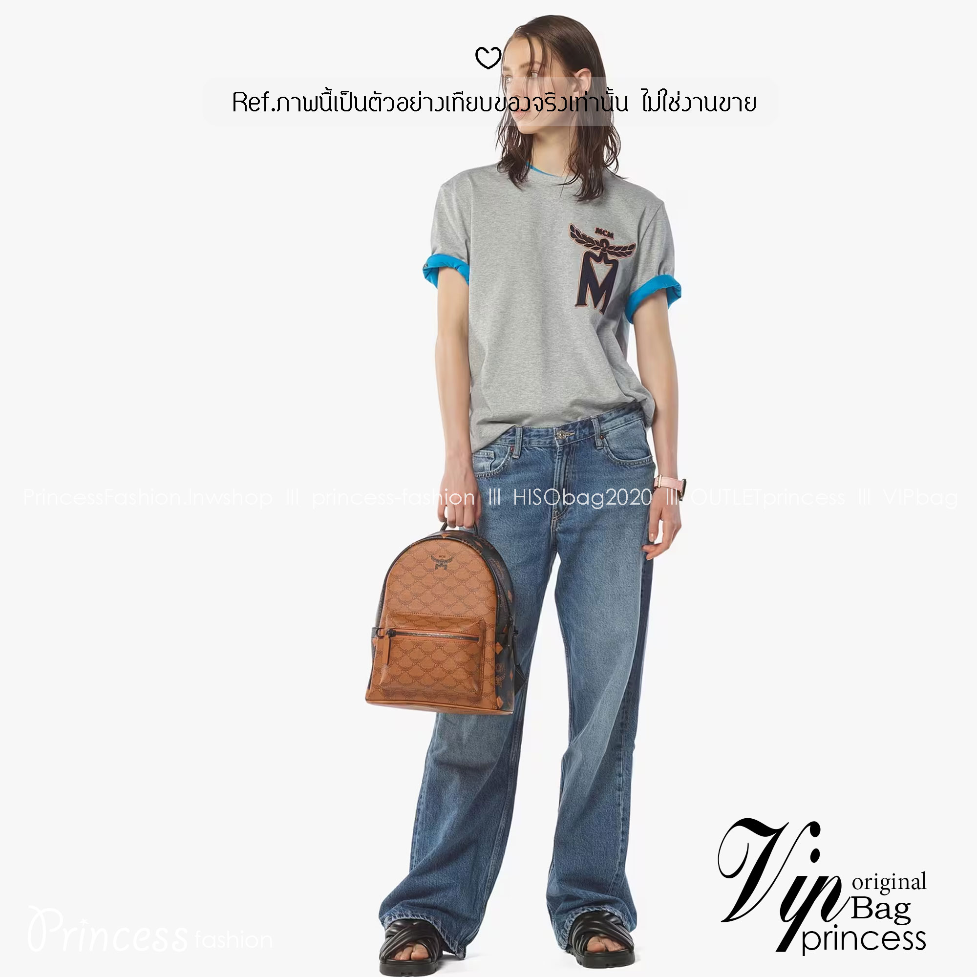 ORI | M.C.M Stark Backpack in Monogram Mix กระเป๋าเป้แมกซี่คอลใหม่ โดดเด่นด้วยดีไซน์สีดำด้านข้างและสายกระเป๋าตัดสีกันได้อย่างลงตัว Best seller Unisex ของงานเป้จริงๆ