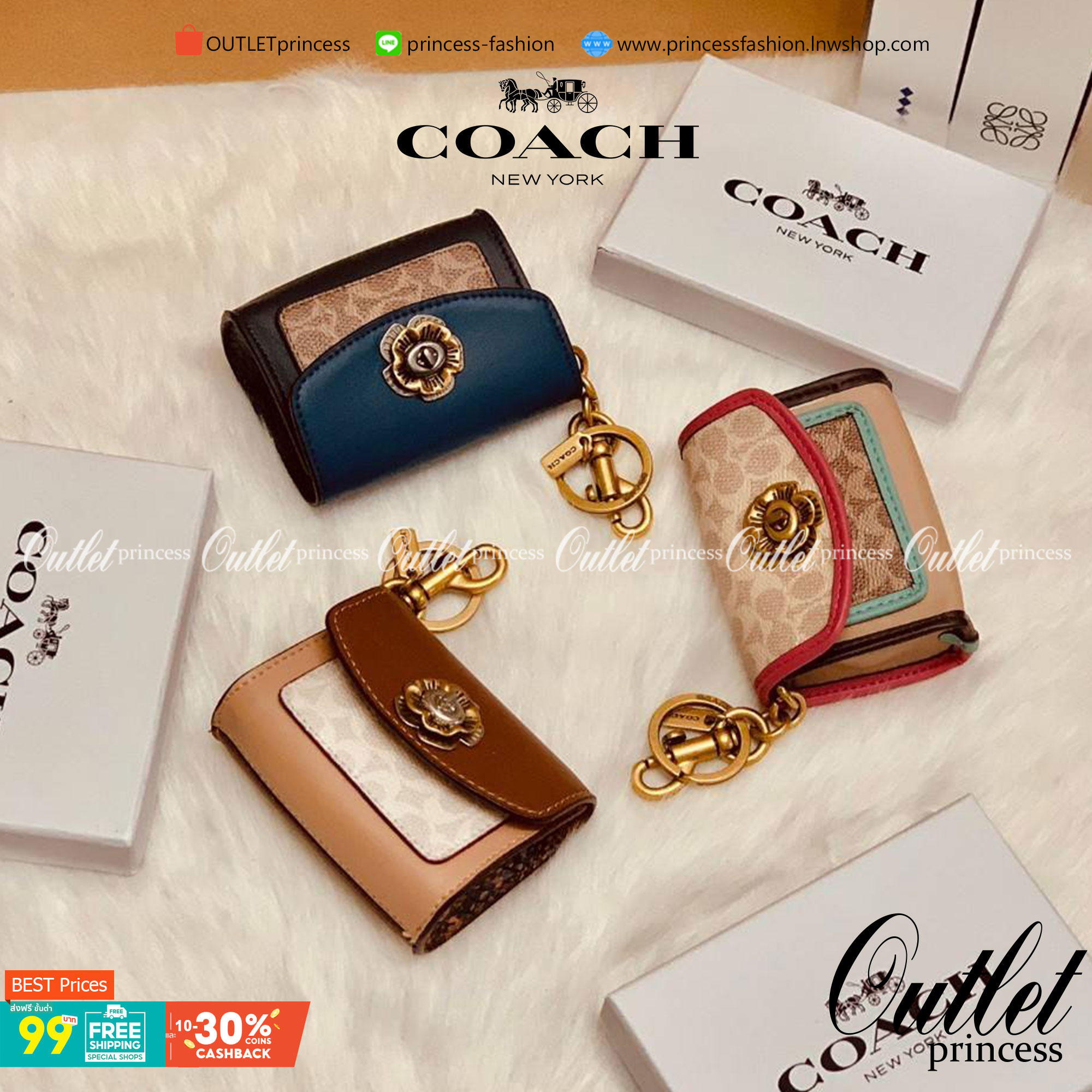 พวงกุญแจสวยๆ ไว้คล้องกระเป๋าใบสวยยกันค๊าา😘 COACH PARKER CHARM COLORBLOCK SIGNATURE ✔️พวงกุญแจจากแบรนด์ Coach สินค้าจำนวนจำกัดนะคะ❗️ ✔️สามารถใช้เป็นพวงกุญแจ//หรือใส่เหรียญด้านในกระเป๋าได้ค่ะ//เปิดปิดแบบกระดุมนะคะ