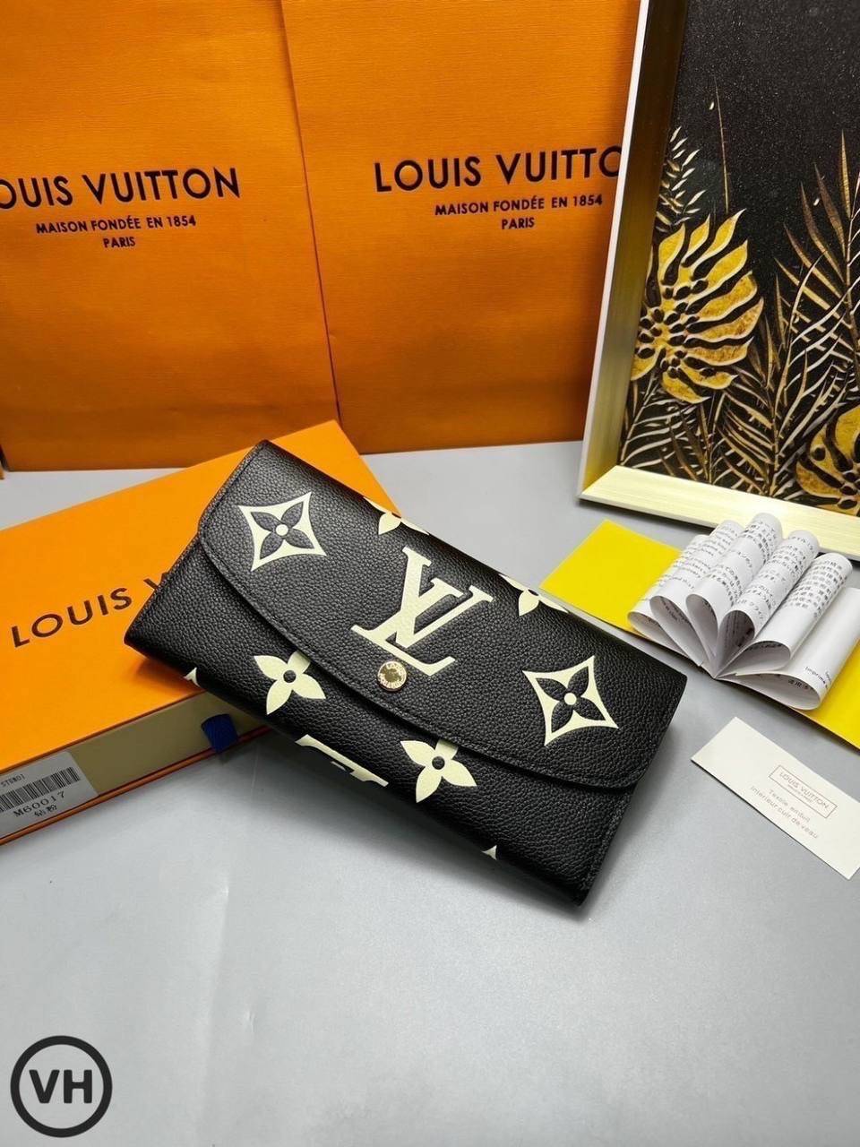 ORI หนังแท้ | LV Emilie Wallet Bicolor Monogram Empreinte Leather / LV Long Wallet กระเป๋าสตางค์ใบยาวสไตล์ซองจดหมายที่มีฝาปิดแบบพับได้ ปิดด้วยกระดุมแป๊ก