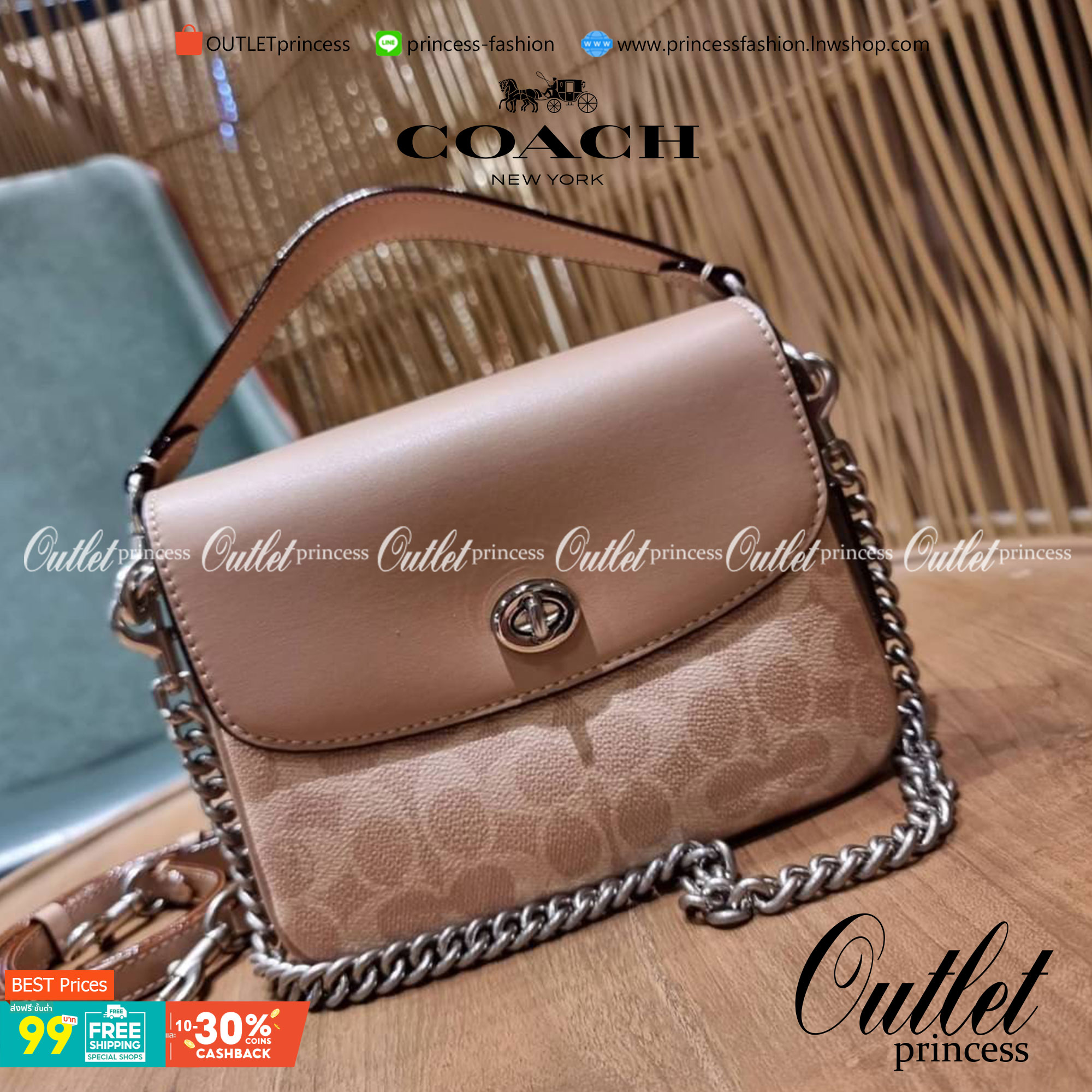 COACH 89089 CASSIE CROSSBODY 19 IN SIGNATURE CANVAS คัมแบ็คแล้วจ้า!! เรียบหรู ดูดี ต้องไอเท็มนี้เลย!! กระเป๋าสะพายข้าง สุดพิเศษ!! มีสายมาให้ถึง 3 แบบ!! สลับใช้แมทช์ตามสไตล์ได้เลย วัสดุหนังแคนวาสสลับหนังแท้ บอกเลยว่าสวยทุกสีนะคอลนี้ เปิด-ปิดด้วยตัวบิดล็อค 