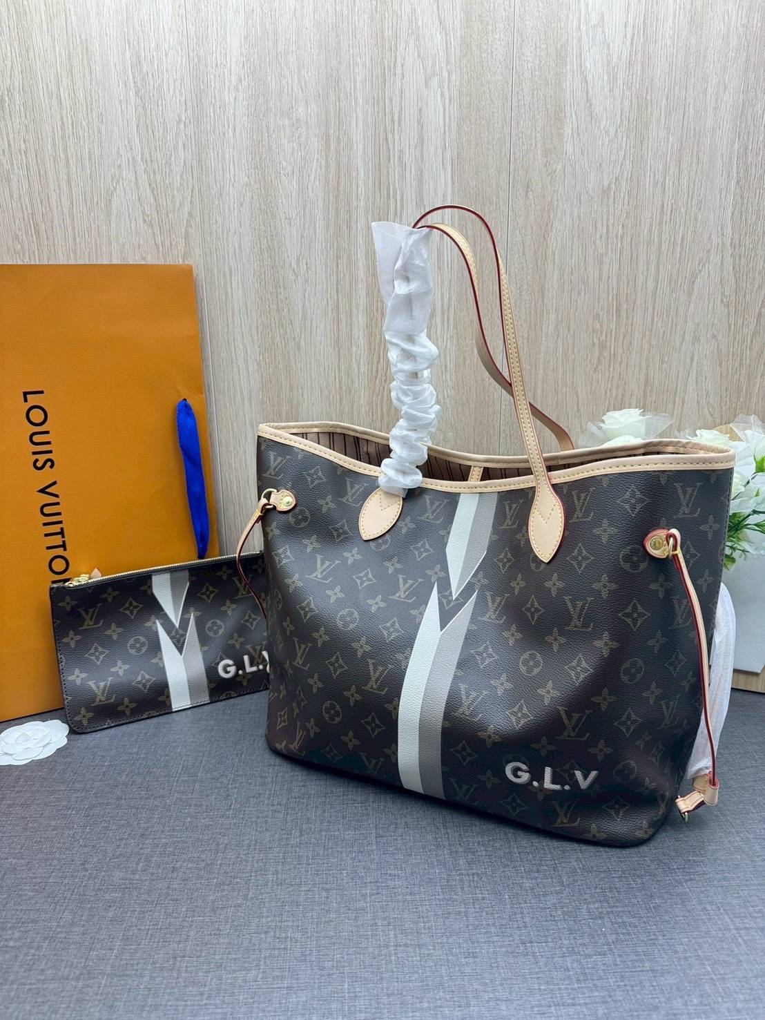 ORI หนังแท้ | LV Neverfull MM Mon Monogram / LV Tote Bag กระเป๋าสะพายทรงโท้ทใบใหญ่