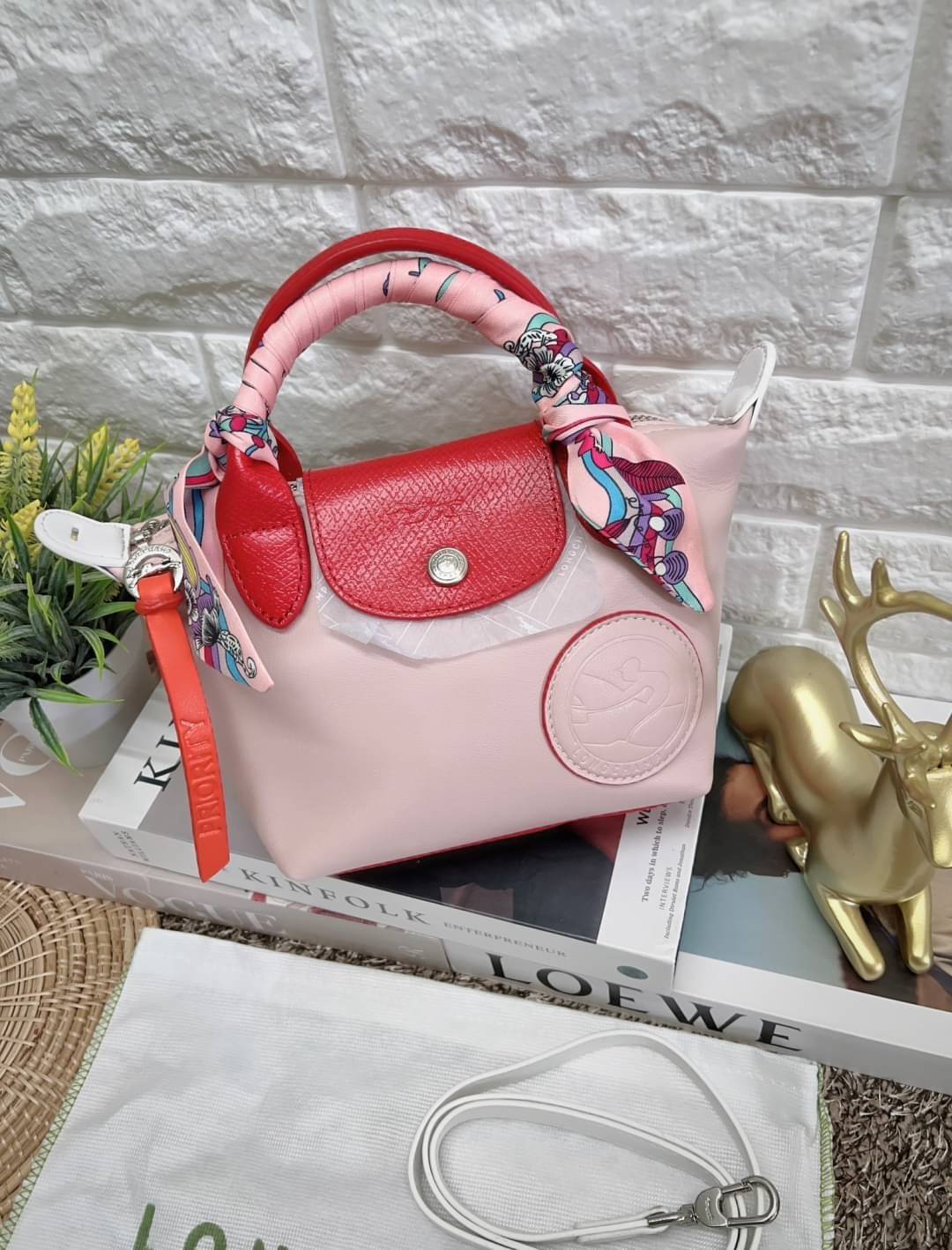 LONGCHAMP TOTE 2WAY BAG LE PLIAGE EXTRA L1500 พร้อมส่งที่ไทย กระเป๋าไซส์มินิ สีหวานละมุน ฟรีผ้าพันหู **สินค้าเกรดออริจินอล 1:1 สลับแท้ ใช้งานต่างประเทศได้