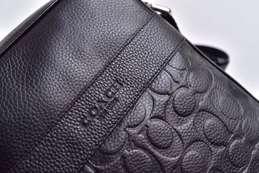 COACH Charles Flight Bag In Smooth Leather F71819 Men Black Beg Sling Cross body