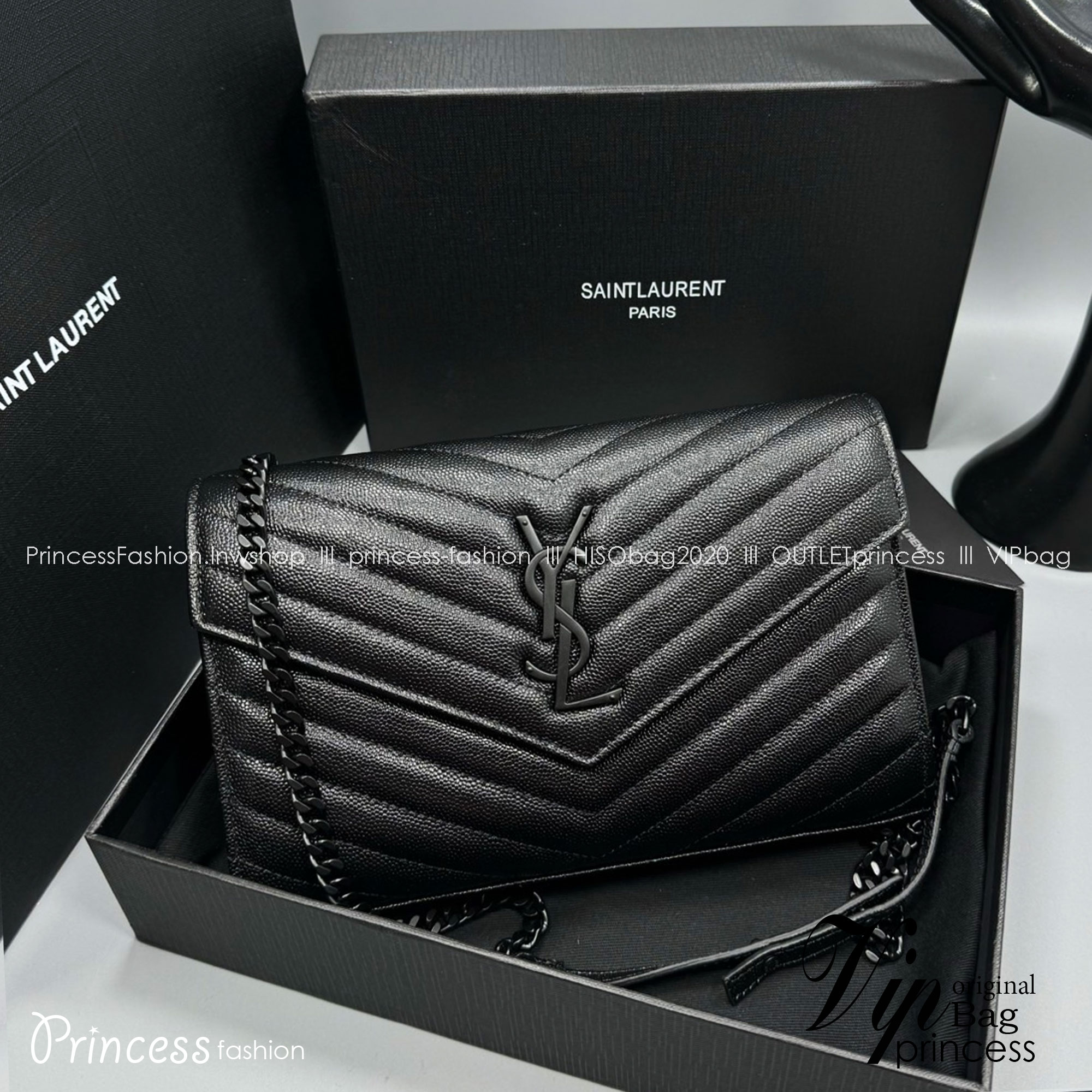 YSL Woc 9 Wallet on chain / YSL Clutch Bag 9" กระเป๋าสะพายรุ่นยอดนิยม เกรดหนังคาเวียร์สวยเต็มใบ เกรดออริ 1:1 ใช้งานต่างประเทศได้