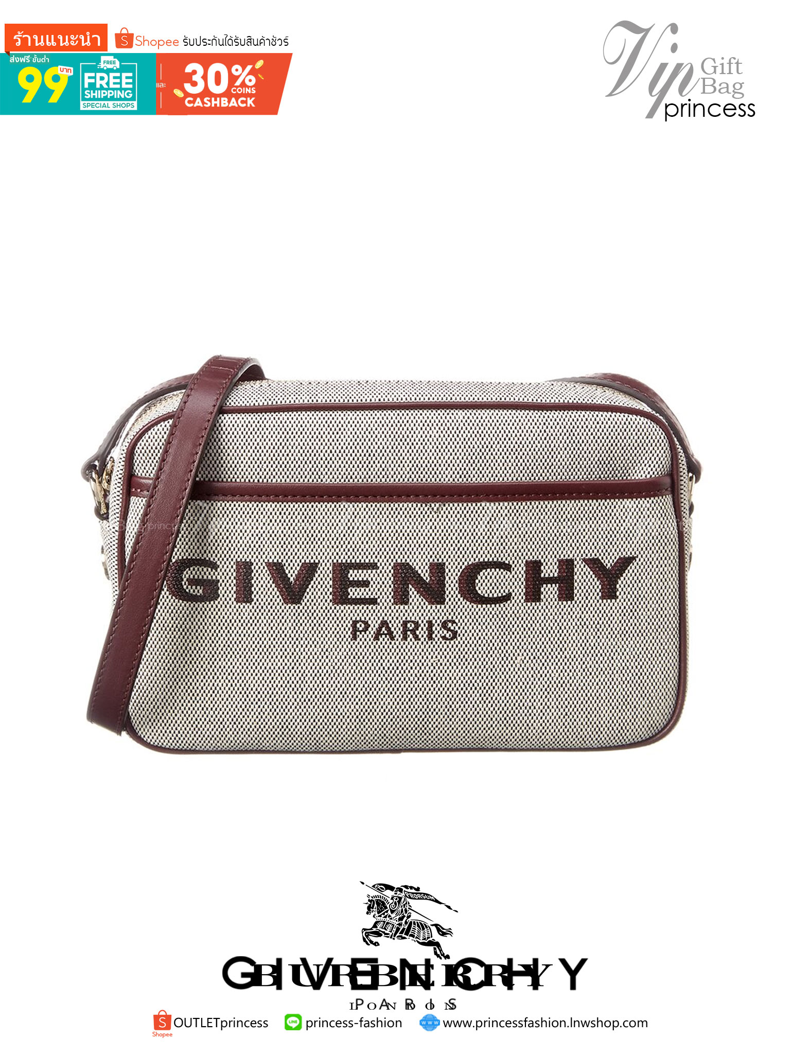 พรีเมี่ยมกิ๊ฟแท้ 100% 】พร้อมส่งที่ไทย ที่นี่ที่เดียว VIP gift Givenchy Bond solo bag หนังแท้ (black,red)