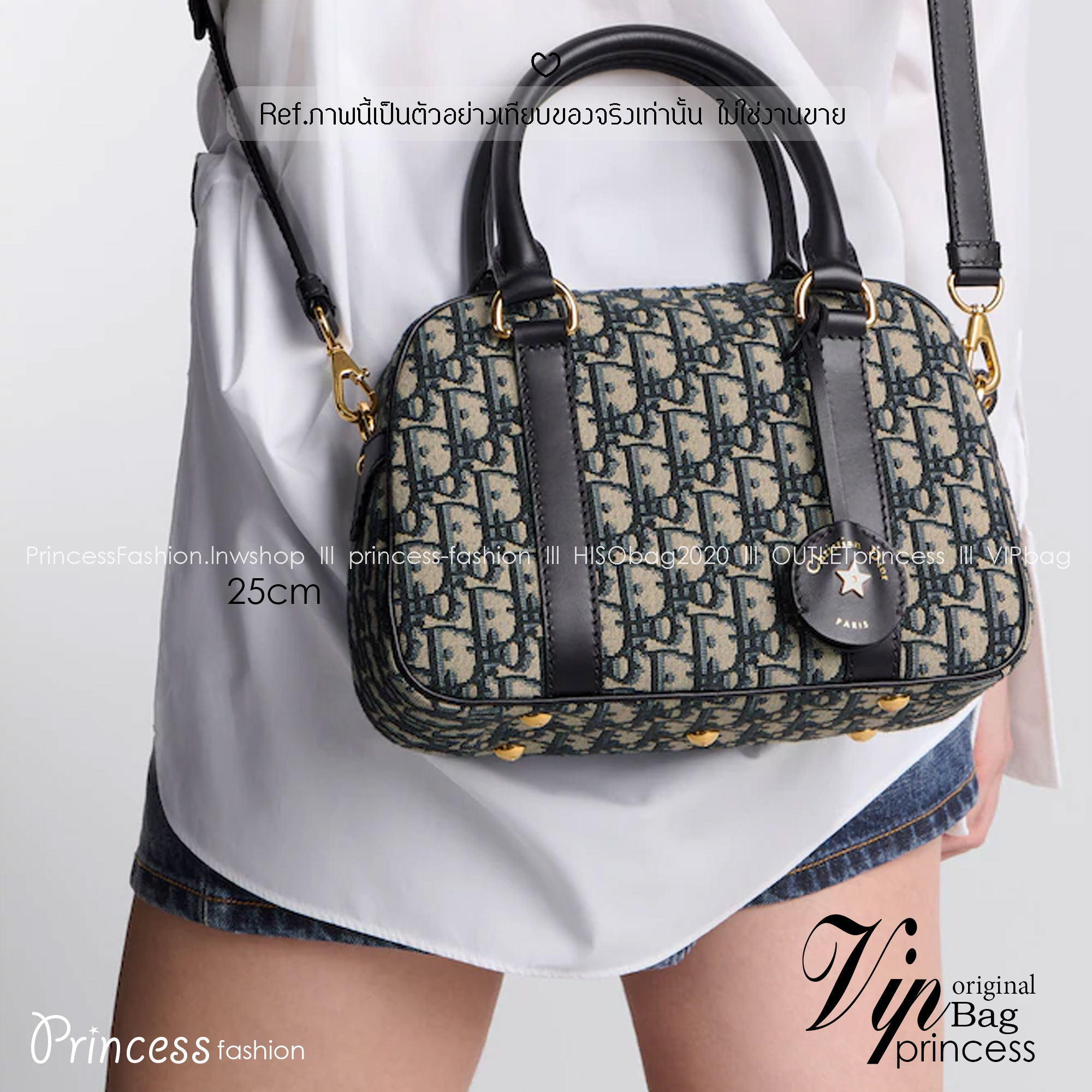 ORI หนังแท้ | DIOR Large D-Vibe Bowling Bag กระเป๋าทรงหมอนดีไซน์โบว์ลิ่งใบใหญ่ ทันสมัยใช้งานง่ายจุของได้เยอะ สวยสง่างามเป็นเอกลักษณ์