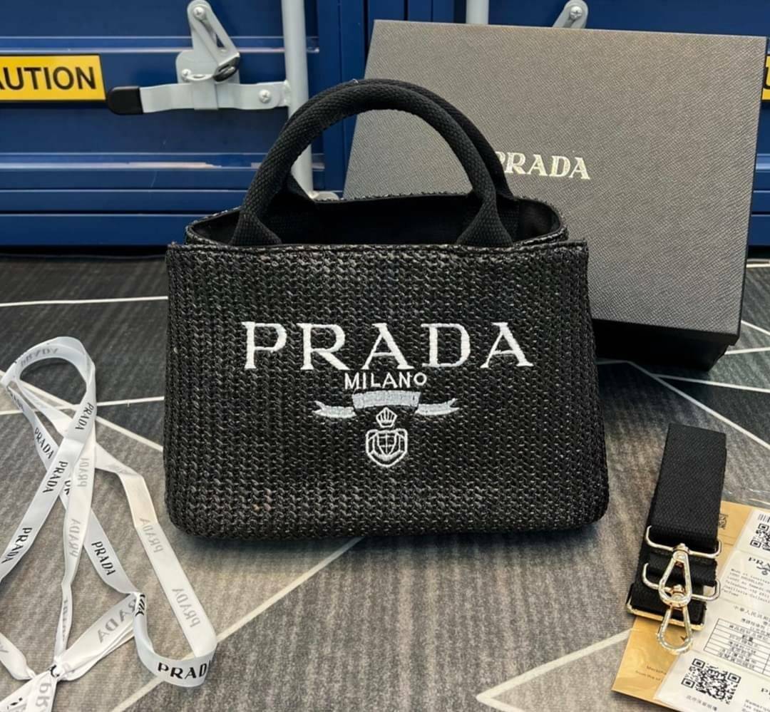 VIP 🥂 PRADA shopping summer bags / Prada Tote Bag 12" กระเป๋าสานสีโทนน่ารัก จุของได้เยอะ ภาพสินค้าถ่ายจากงานขายจริง พร้อมส่ง