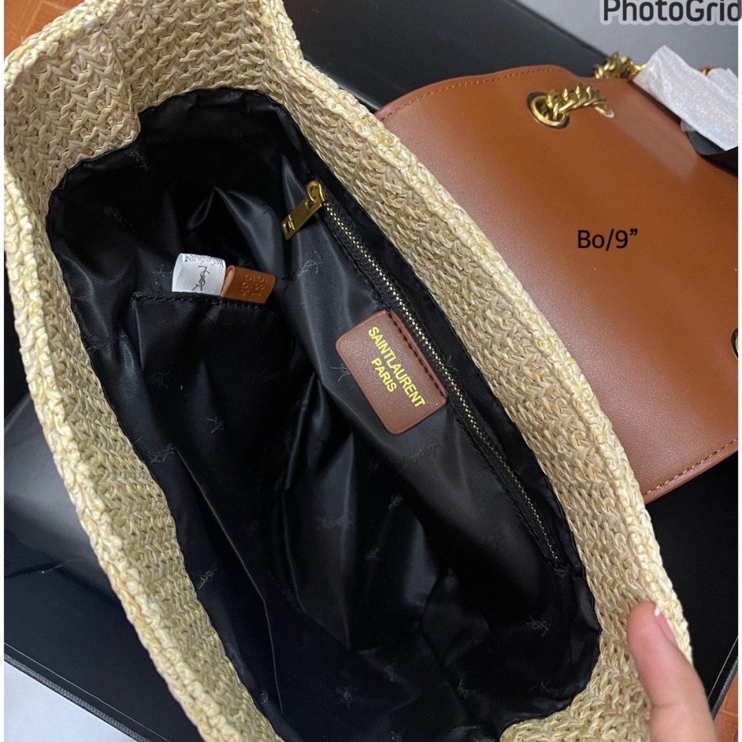 YSL Mini Manon in raffia Shoulder Bag / YSL Bucket Bag กระเป๋าดีไซส์สานทันสมัย เรียบหรู อะไหล่ทองสวยคลาสสิก