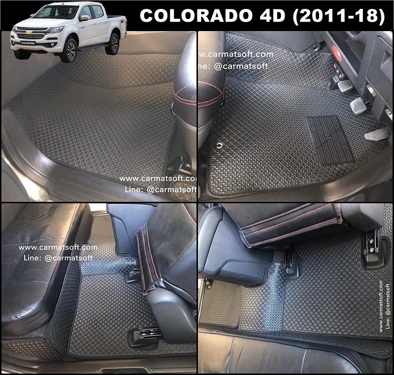 พรมปูพื้นรถยนต์COLORADO 4D (ปี2011-2018) ลายไบเค่นสีดำ+แผ่นกันสึก เต็มคัน