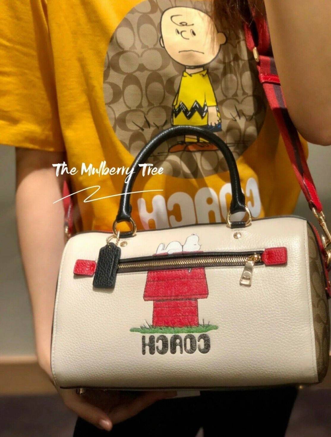 LIMITED EDITION💥 🌈สวย+คุณภาพ สินค้าต้องมีค่า Coach X Peanuts Rowan Satchel With Snoopy ((C6164)) พร้อมส่งที่ไทย ใหม่ล่าสุด ห้ามพลาดค่าา! สวยกันให้สุด กับกระเป๋าทรงหมอน ขนาดกลางกำลังดี หนังแท้นิ่ม ลายหนังสวยงามมากๆค่ะ 🔺ด้านหน้ามีโลโ