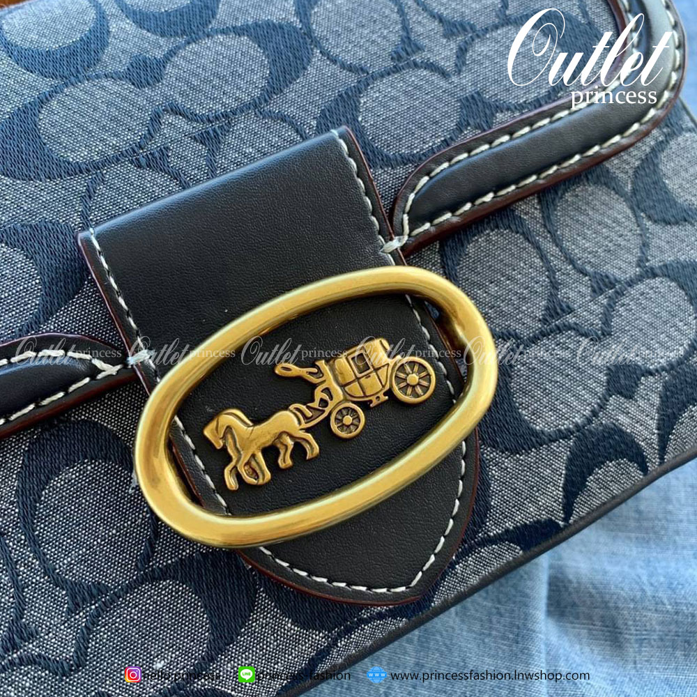 COACH RILEY TOP HANDLE 22 IN SIGNATURE CHAMBRAY