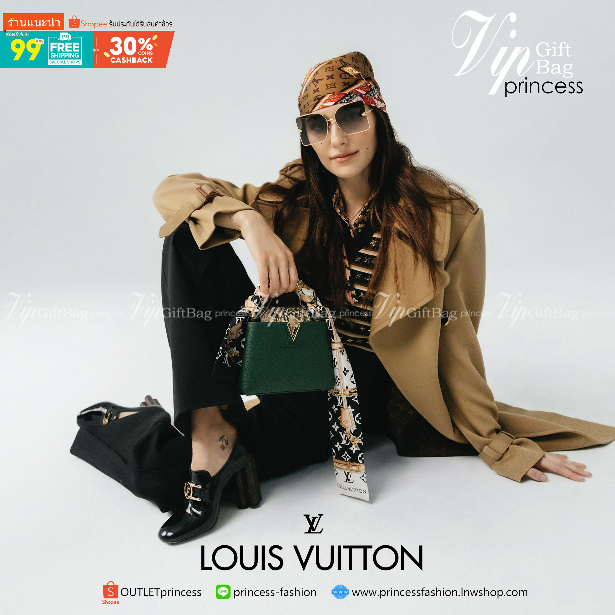 พรีเมี่ยมกิ๊ฟแท้ 100% 】พร้อมส่งที่ไทยที่นี่ที่เดียว CHANEL & LOUIS VUITTON TWILLY SCARF SILK ใช้งานได้อเนกประสงค์ หลากหลายตามไอเดีย