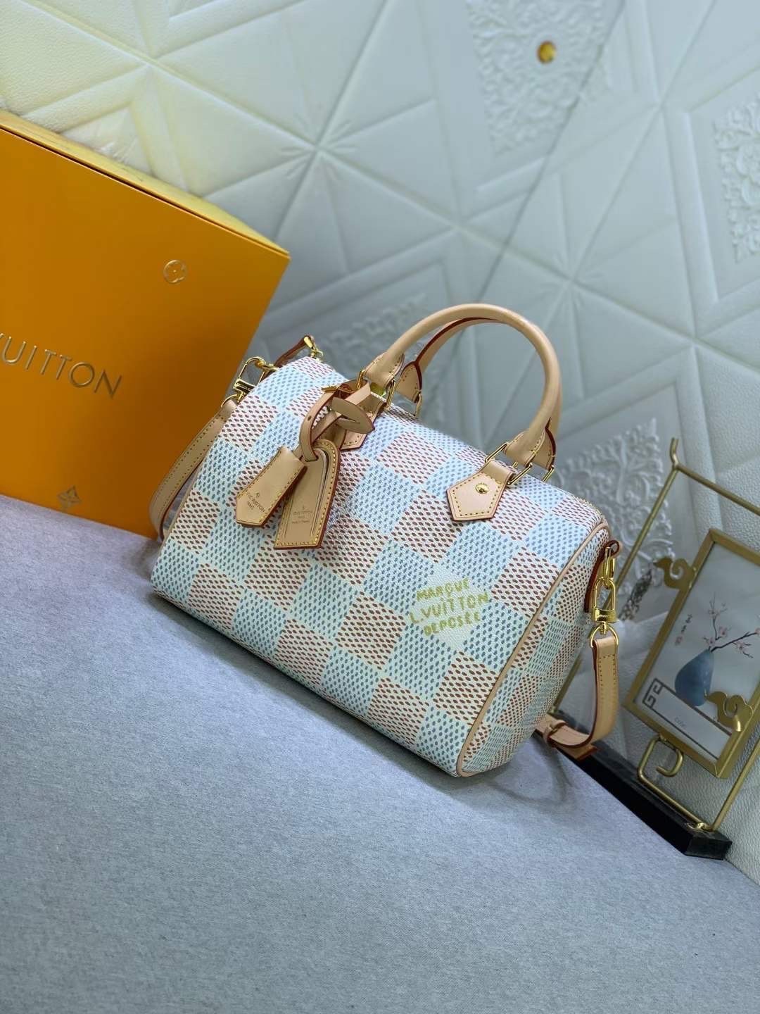 LV Speedy 25 Bandouliere Damier Unisex กระเป๋าสะพายสปีดี้สีใหม่ เกรดออริ 1:1 ใช้งานต่างประเทศได้