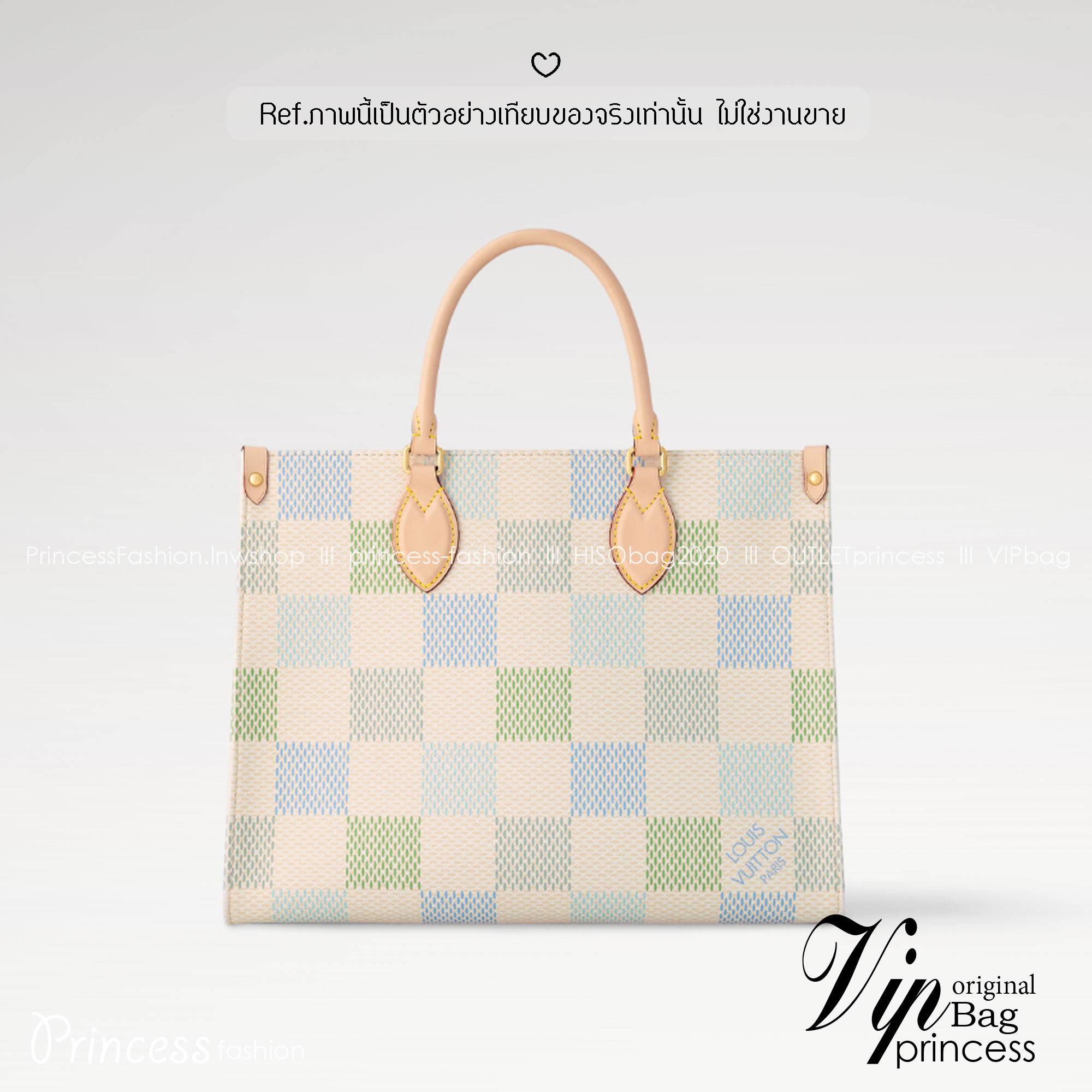 ORI หนังแท้ | LV OnTheGo MM Damier Giant Canvas Pistachio colorway กระเป๋าสะพายทรงโท้ท ดีไซน์สีพาสเทลน่าหลงไหล สวยหวานใหม่ล่าสุด