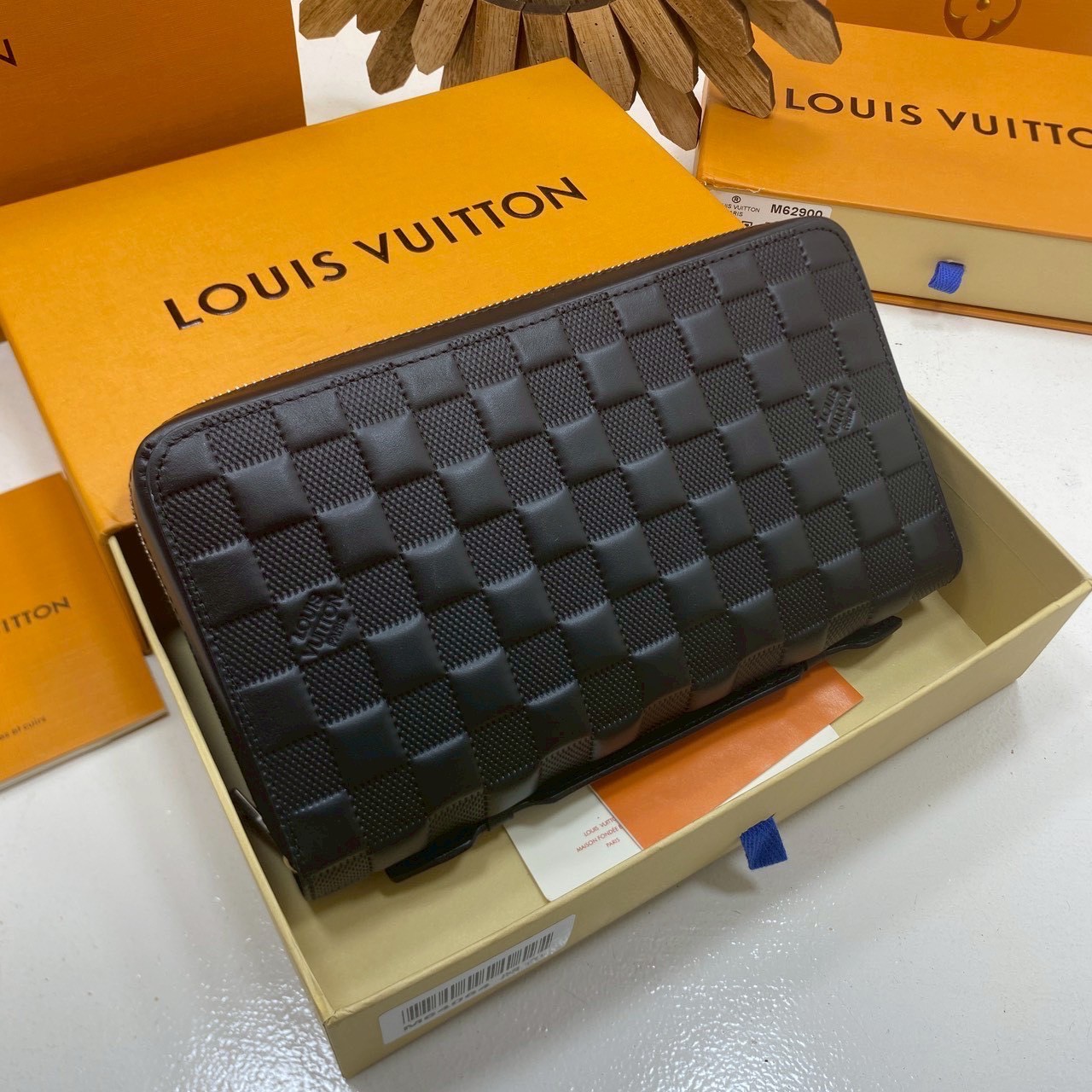 ORI หนังแท้ | LV Zippy XL Wallet Damier Infini Leather กระเป๋าสตางค์กึ่งพอชใบใหญ่ ซิปรอบพร้อมหูจับ สะดวกใช้งาน สีดำคลาสสิก งานหนังแท้ปั้มนูนสวยเด่นเป็นเเอกลักษณ์