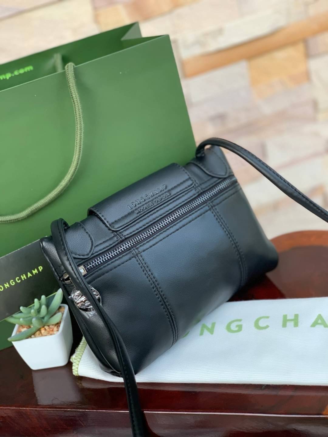 💕 Longchamp Le Pliage Cuir Crossbody Bag