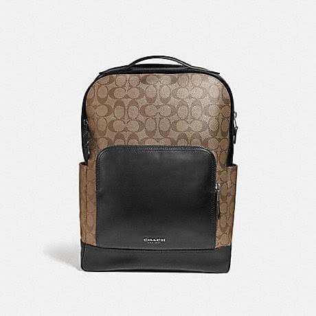 COACH GRAHAM BACKPACK IN SIGNATURE CANVAS (COACH F38755) พร้อมส่งที่ไทย TAN/BLACK ANTIQUE NICKEL