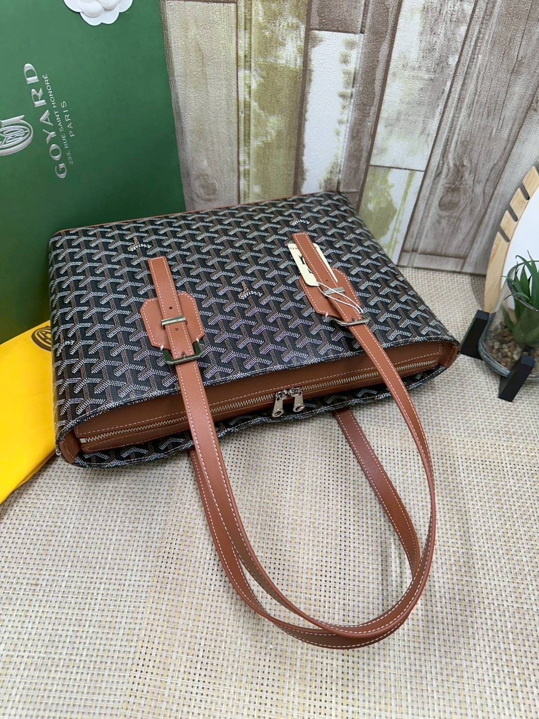 7 สี ORI หนังแท้ | GOYARD Goyardine Sac Marie Galante 35cm / Goyard Tote Bag กระเป๋าสะพายทรงโท้ท พร้อมหูจับใช้งานง่าย ภายในโล่งกว้าง หรูหราลงตัว