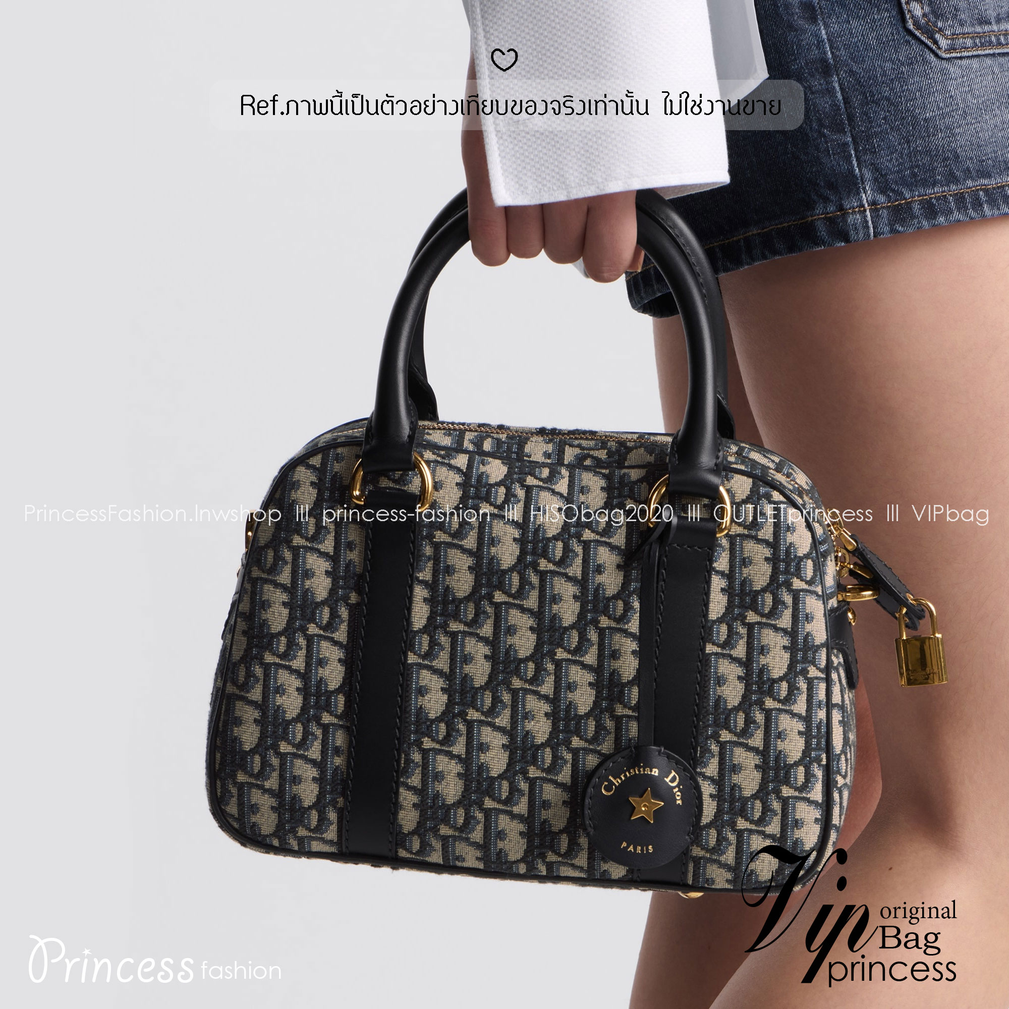 ORI หนังแท้ | DIOR Large D-Vibe Bowling Bag กระเป๋าทรงหมอนดีไซน์โบว์ลิ่งใบใหญ่ ทันสมัยใช้งานง่ายจุของได้เยอะ สวยสง่างามเป็นเอกลักษณ์